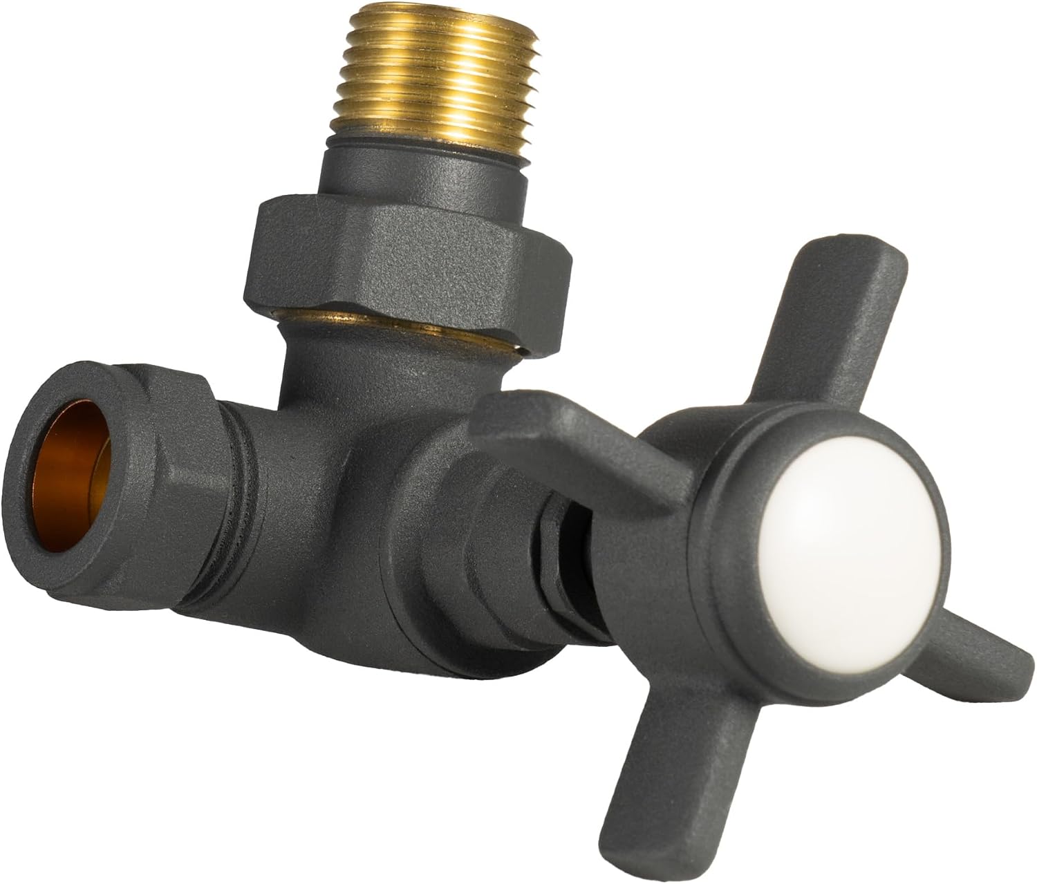 Thumbnail 5 de VANCOCO 1/2"×15mm Anthracite Traditional Radiator Valve (Pair) with Cross Handwheel
