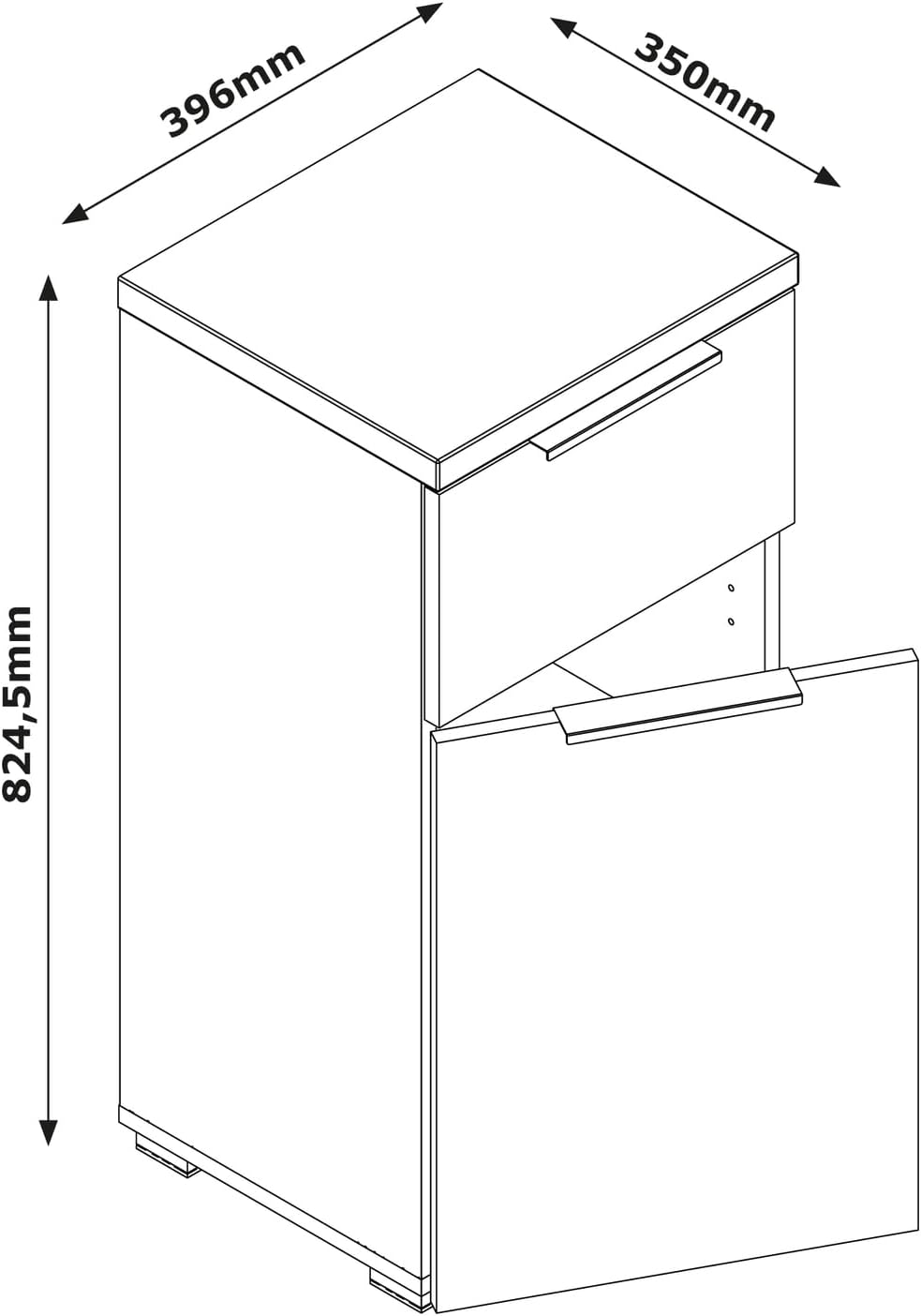 Thumbnail 2 de Composad Mobiletto Bagno della Linea MUNDI con Anta e Cassetto – Grigio Titanio e Rovere Mielato, 39,6 × 82,4 × 35 cm