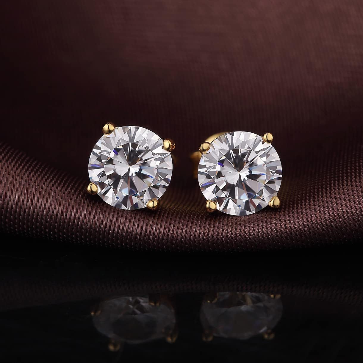 Thumbnail 2 de jiamiaoi 18K Weißgold-plattierte Brillant-Diamant-Ohrstecker aus 925 Sterling Silber (Stecker) – 4 bis 8 mm