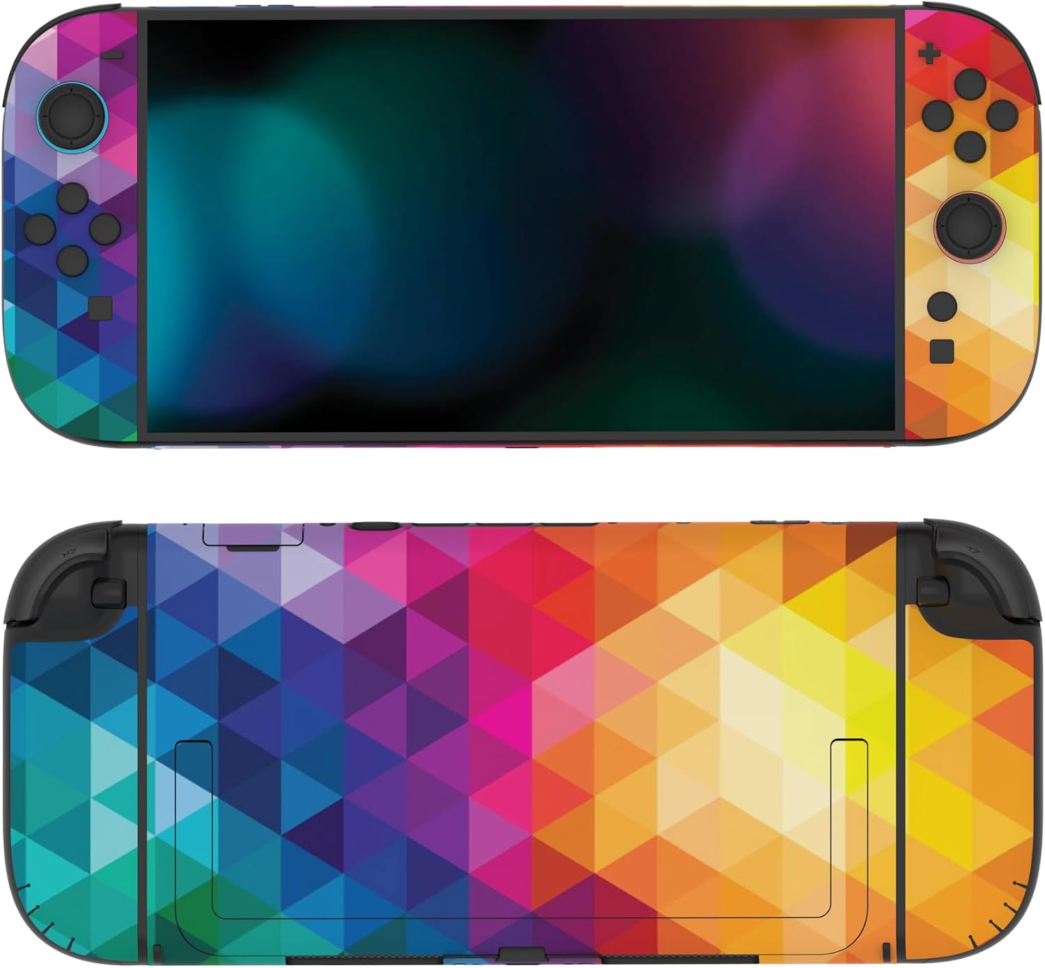 Detalle de PlayVital Full Set Protective Skins for Nintendo Switch 2 (Vinyl decal wrap) – Colourful Triangle
