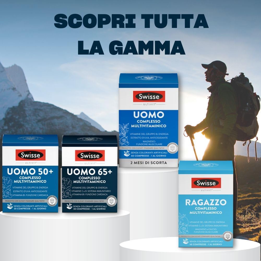 Detalle de SWISSE Ultivit - Multivitaminico Uomo 65+ con Biotina, Niacina e Vitamine per Sistema Nervoso e Immunità