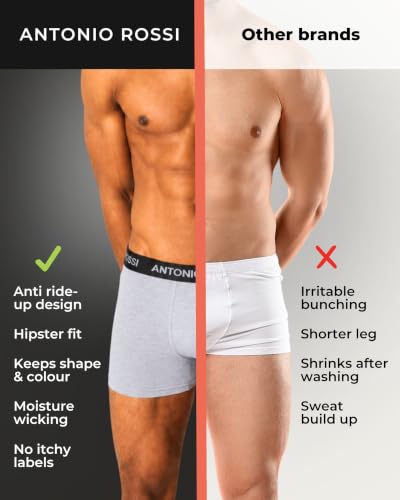 Detalle de Antonio Rossi Mens Boxers 12 Pack – Comfortable Cotton Boxer Shorts for Everyday Wear