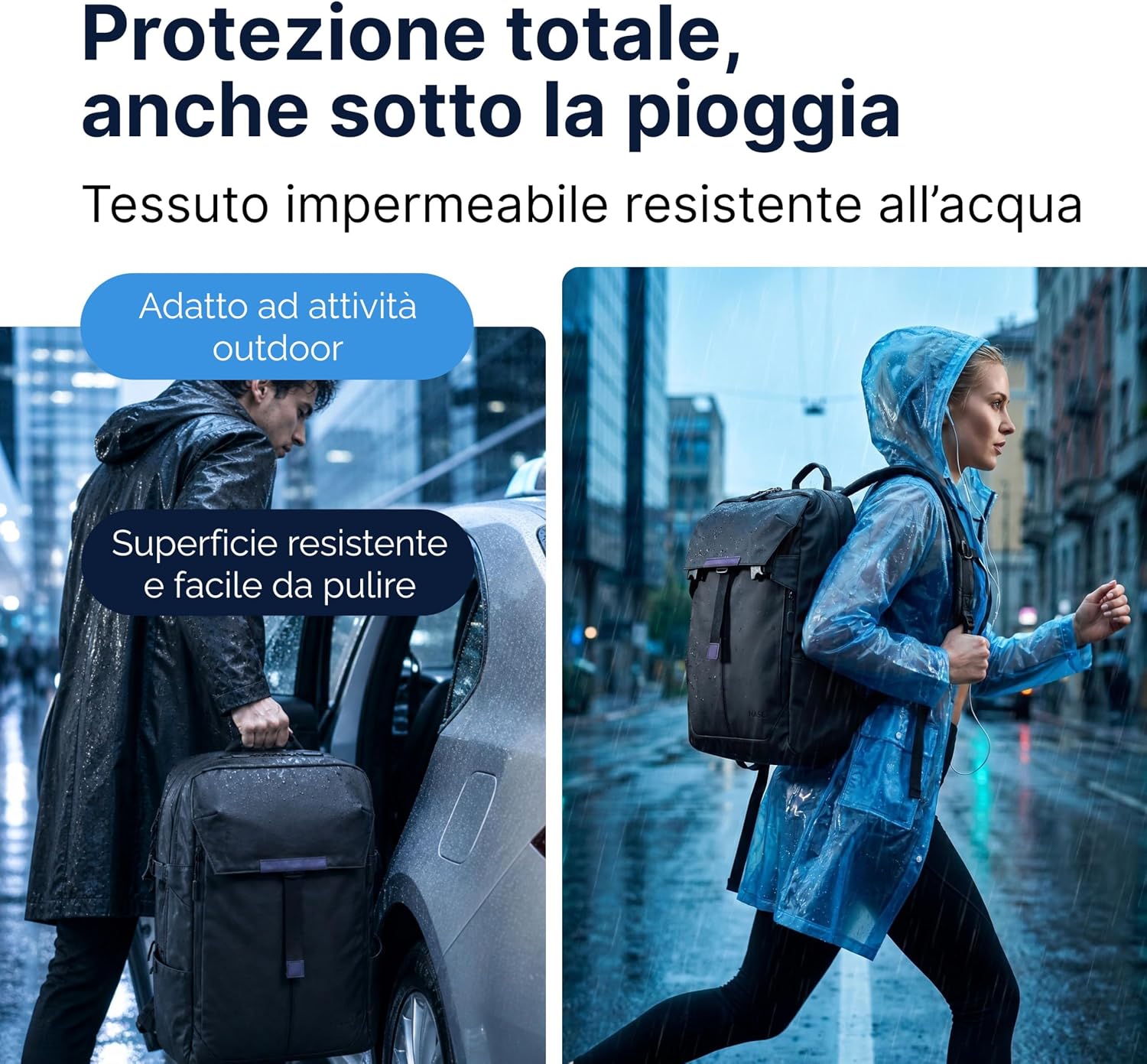 Detalle de MASC Zaino da Viaggio Multitasche 27L: Impermeabile ed Ergonomico con Vano PC 18