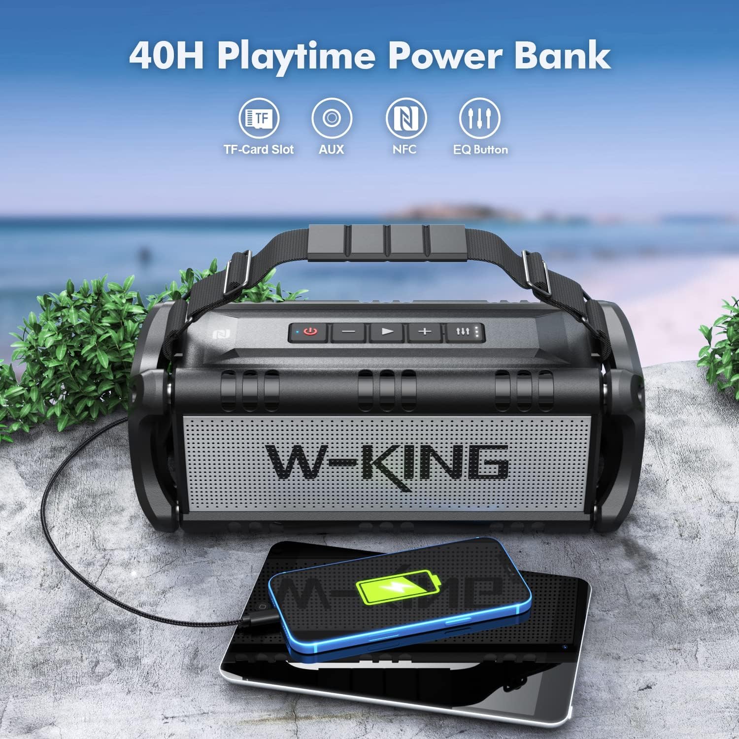 Thumbnail 4 de W-KING 90W Picco Cassa Bluetooth: potenza, resistenza IPX6 e soundstage stereo 100W