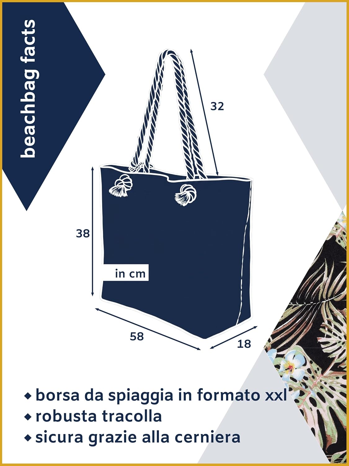Detalle de MASADA Grande borsa da spiaggia idrorepellente con cerniera