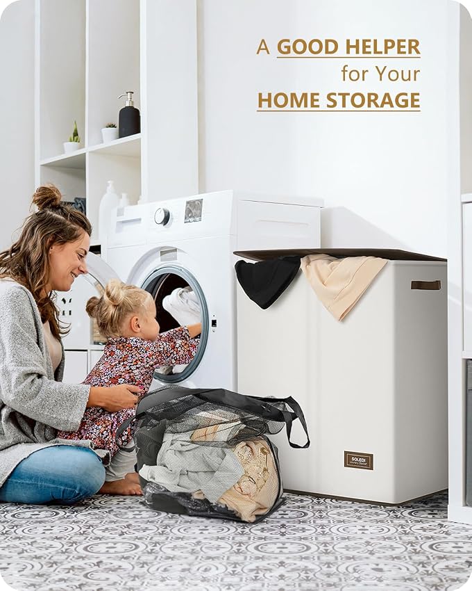 Thumbnail 6 de SOLEDI Luxury Double Laundry Hamper, Large
