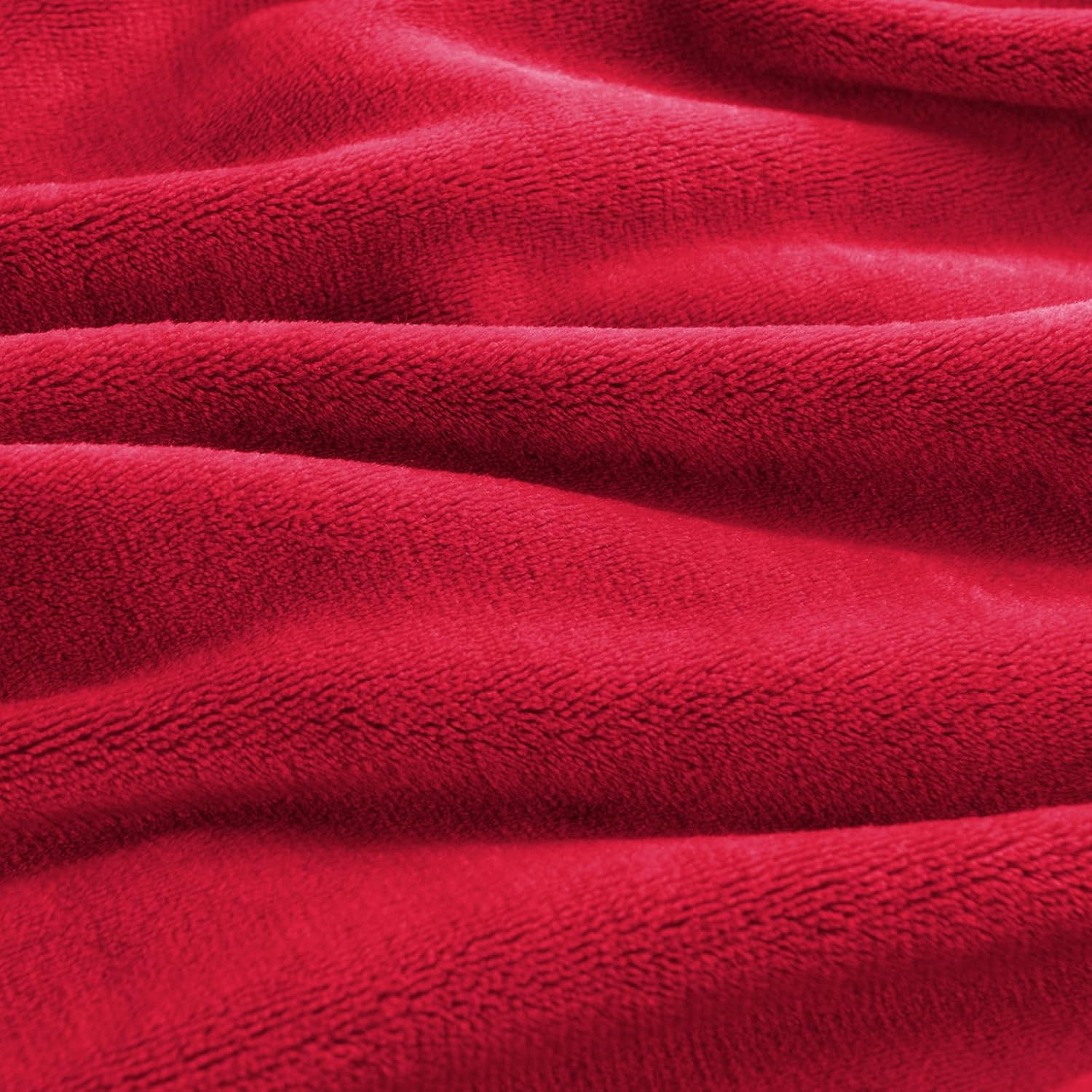Thumbnail 4 de WAVVE Red Fleece Blanket Sofa Throw (4ft x 5ft / 130x150 cm) – Fluffy Soft Warm Microfibre Polyester Throw