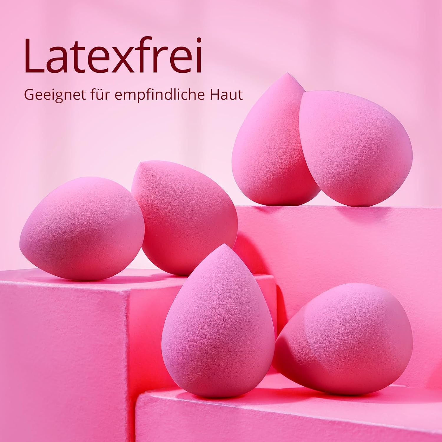 Thumbnail 1 de BEAKEY 6-teiliges Make-up Schwamm-Set für Foundation, BB-Creme & Puder – rosa Beauty Sponge