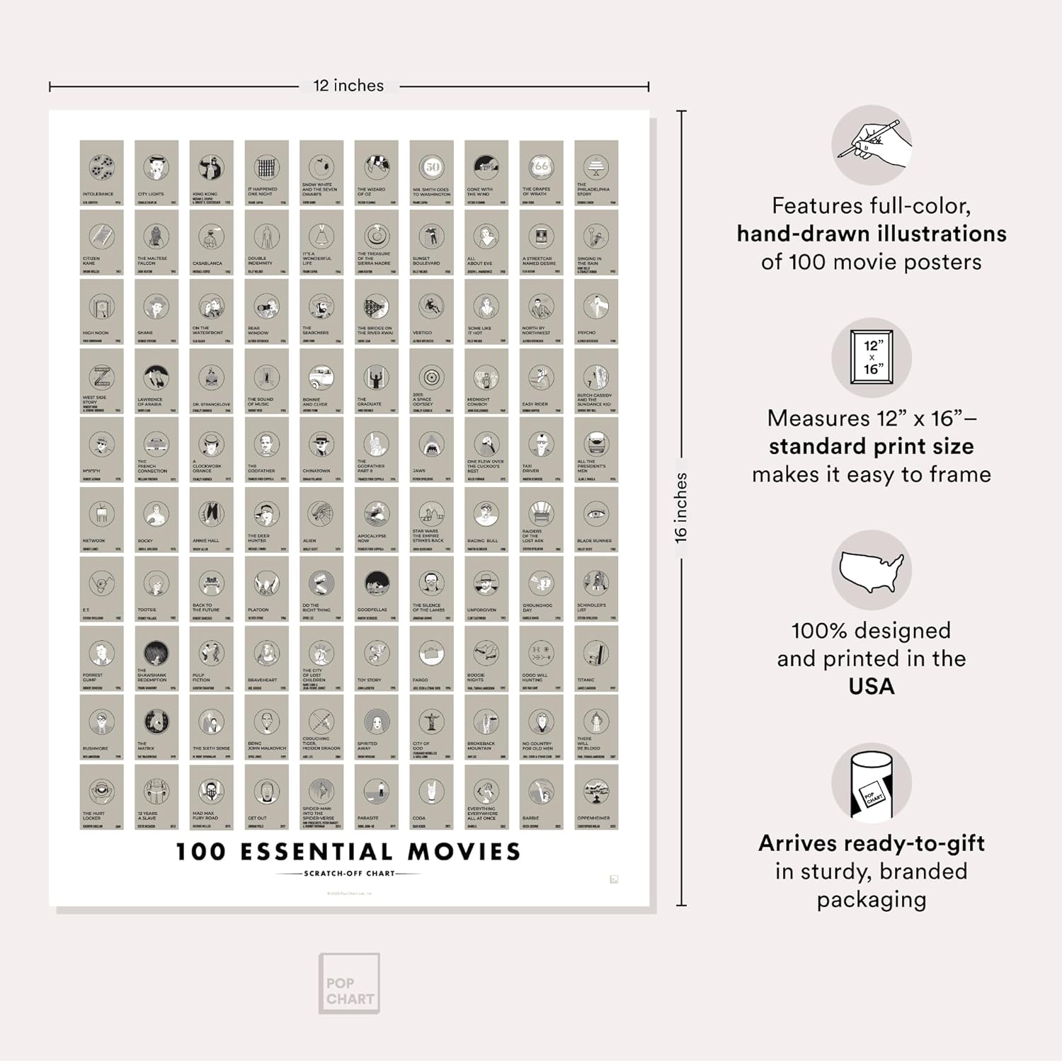 Thumbnail 1 de Pop Chart Tableau à gratter 100 films ⚙️