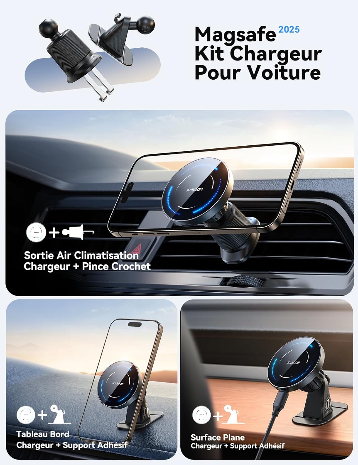 Thumbnail 5 de JOYROOM Support téléphone voiture MagSafe 2 en 1 avec chargeur induction 15W