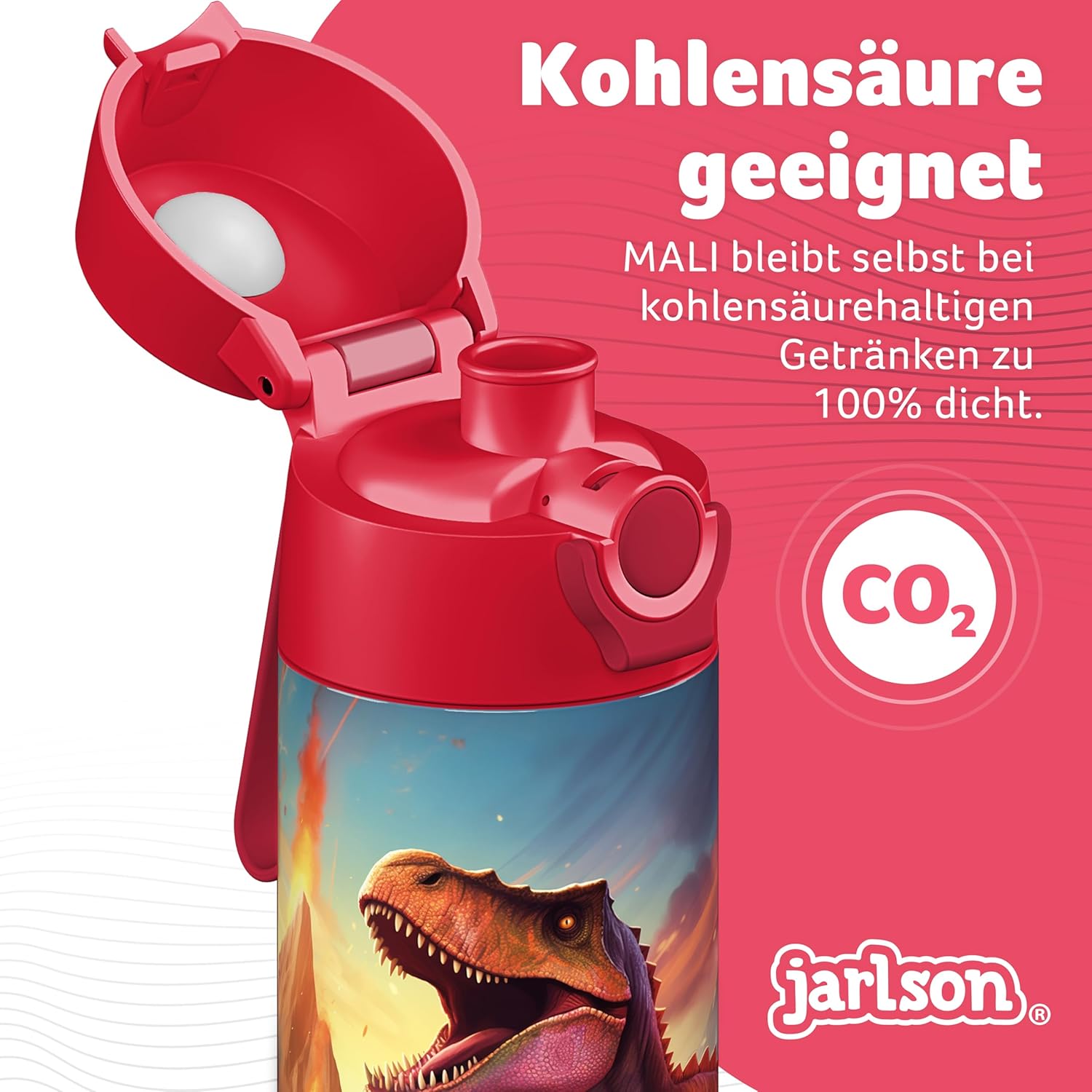 Detalle de JARLSON Borraccia Termica Mali 350 ml per Bambini – Dinosauro 2.0 in acciaio inox