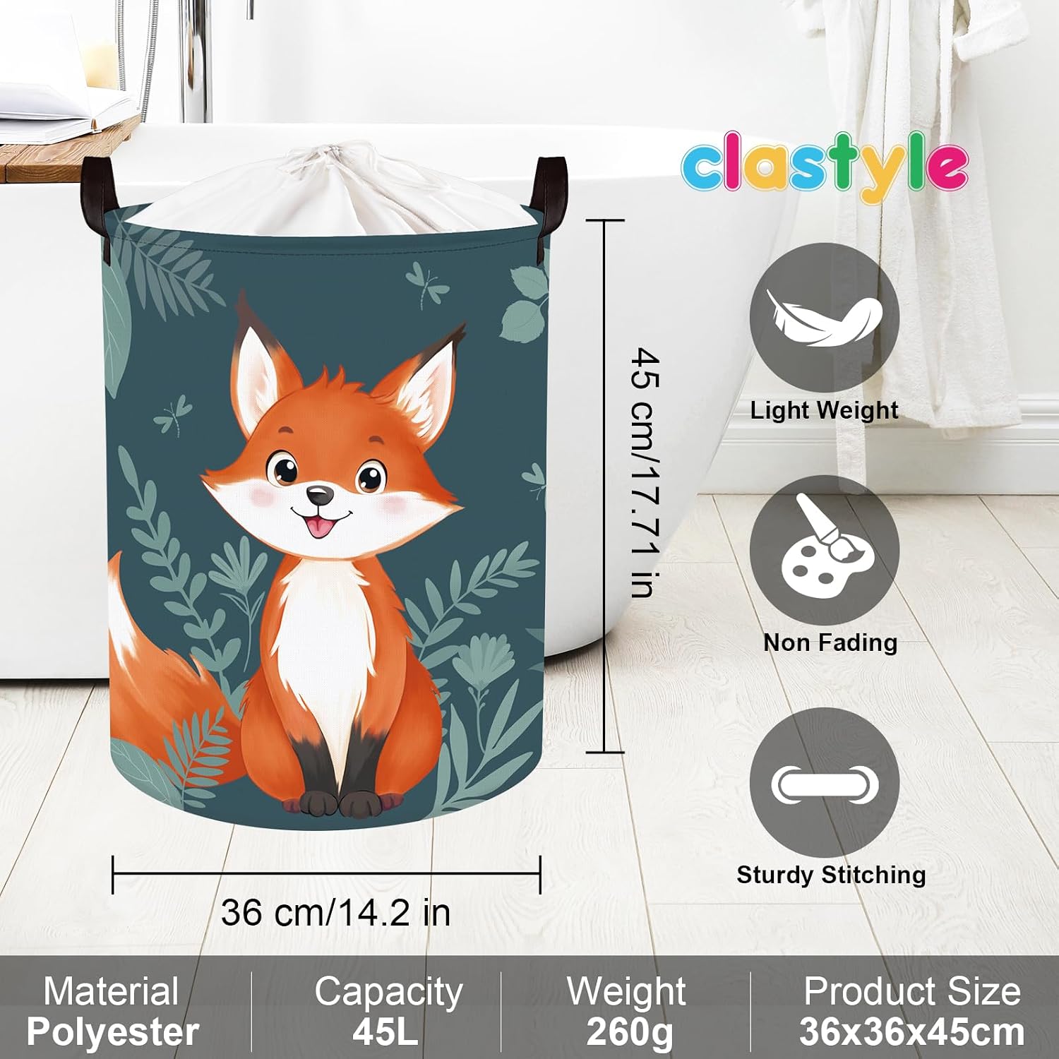 Thumbnail 5 de Clastyle Single Forest Animal Laundry Hamper Leaves Book Storage Basket