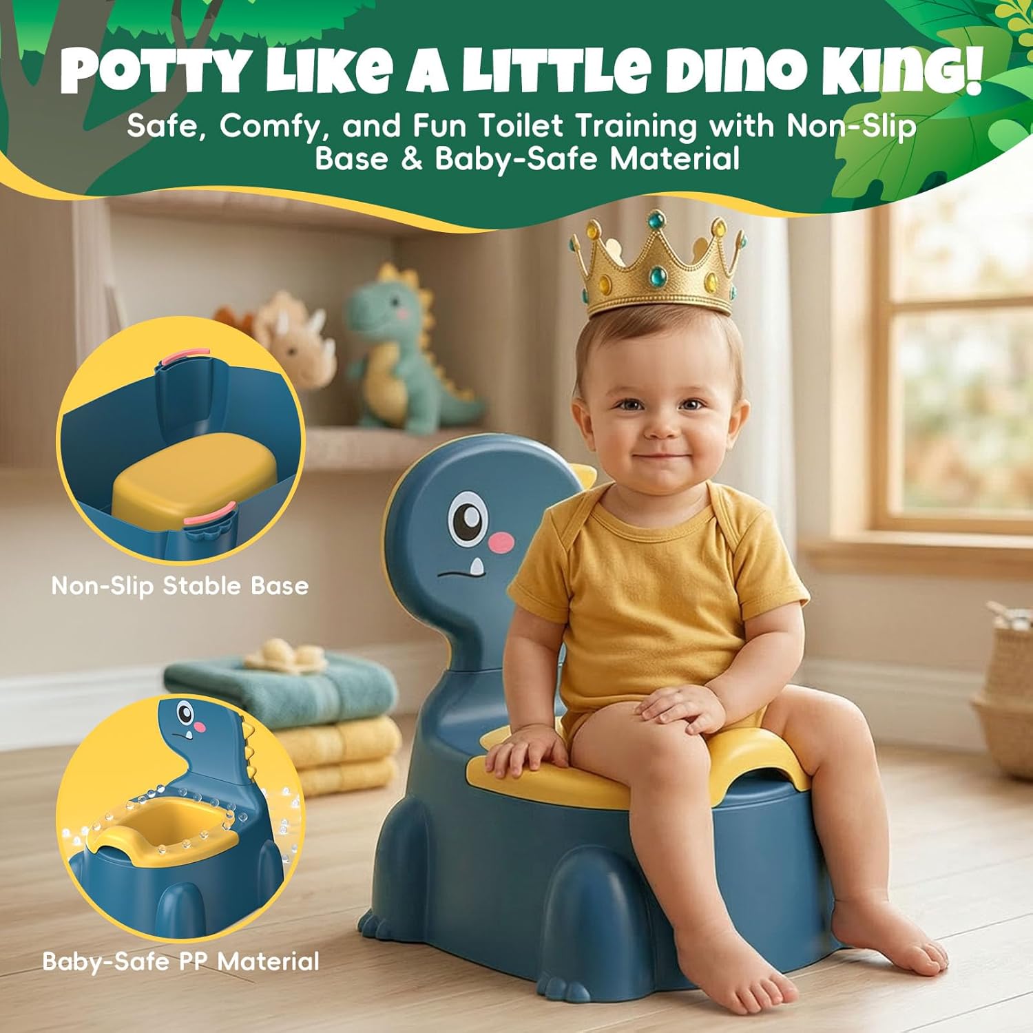 Thumbnail 5 de Dinosaur Potty Training Toilet for Toddlers – Blue (1–6 years)