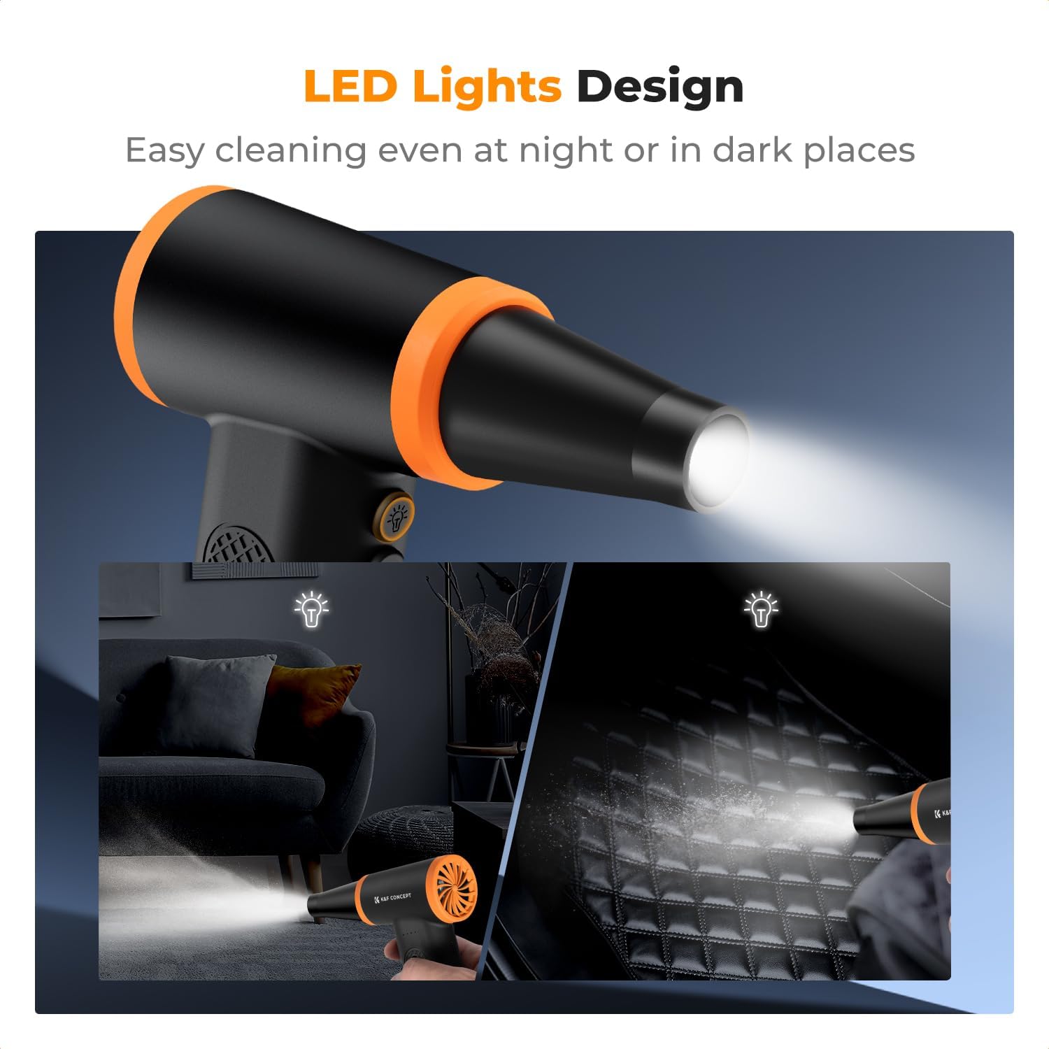 Thumbnail 5 de K&F CONCEPT Elektrisches Staubgebläse mit LED-Licht, 120.000 RPM und 5.000-mAh-Akku