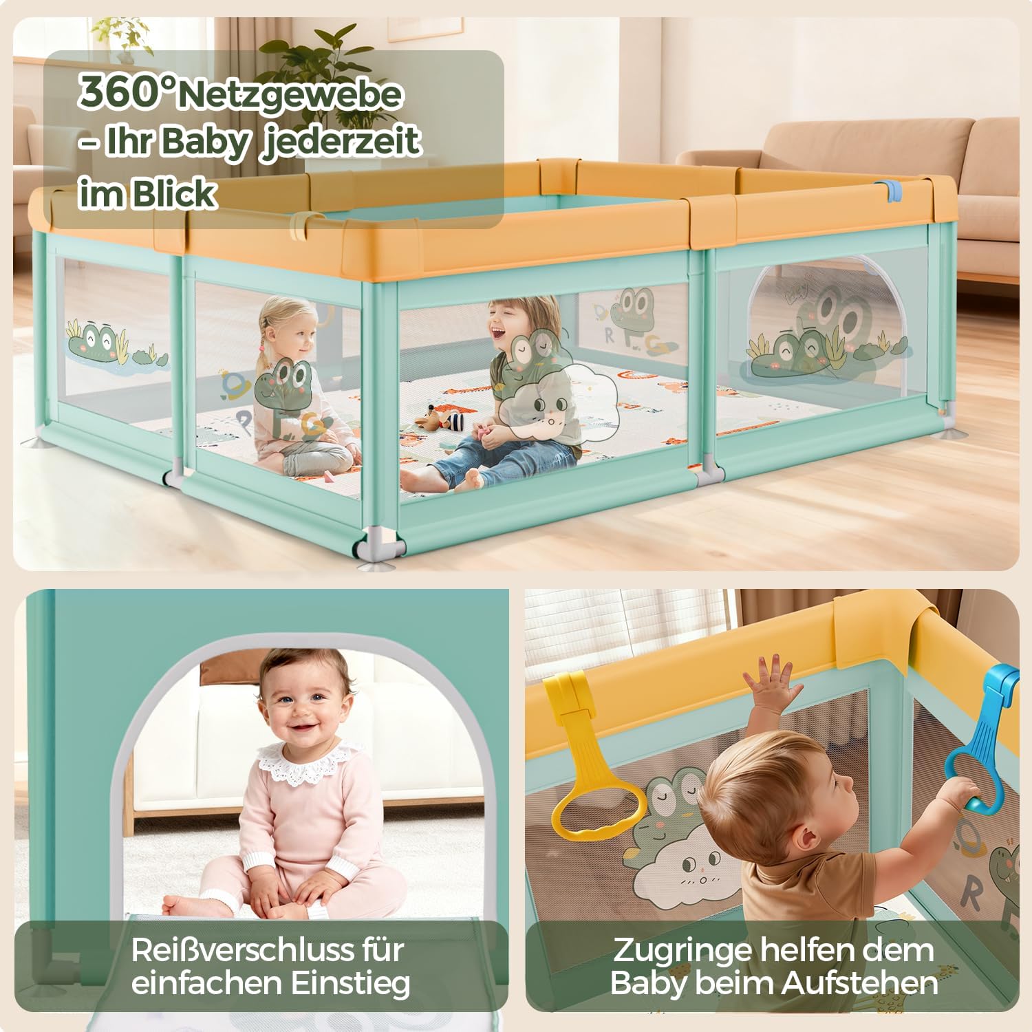 Detalle de SOFTHOM Box Bambini 180x200 con Tappeto: recinto sicuro e versatile per gioco e movimento