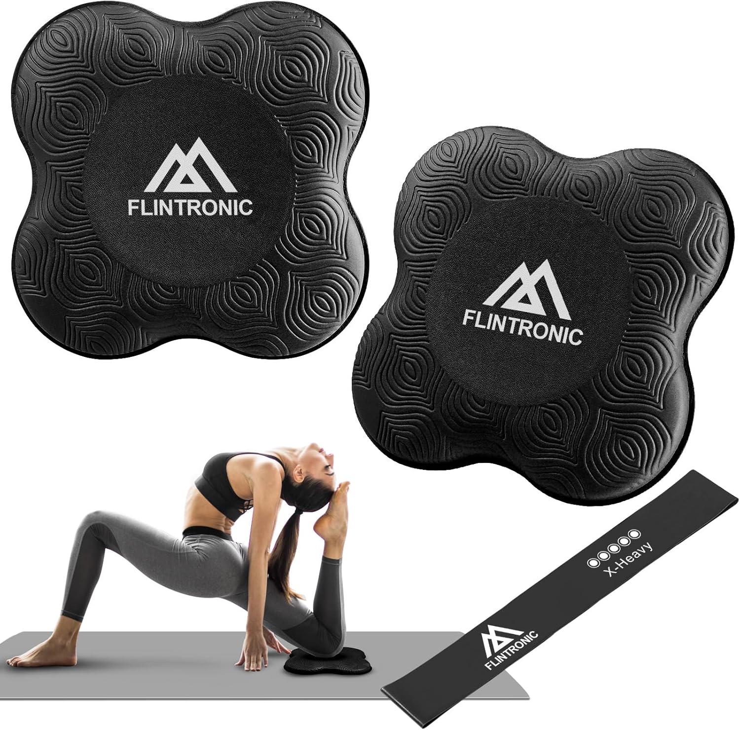 Flintronic Yoga Genouillère (2 pièces) en TPE – coussin d’appui antidérapant pour genoux, mains, poignets et coudes