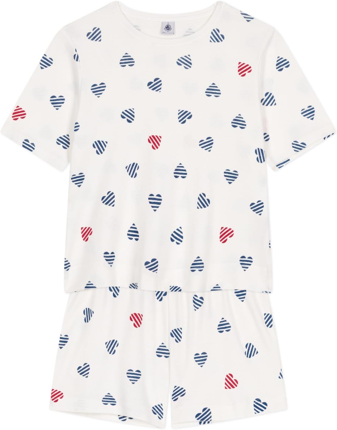 Thumbnail 2 de Petit Bateau Pyjacourt Femme : pyjama corto en algodón con estampado de corazones