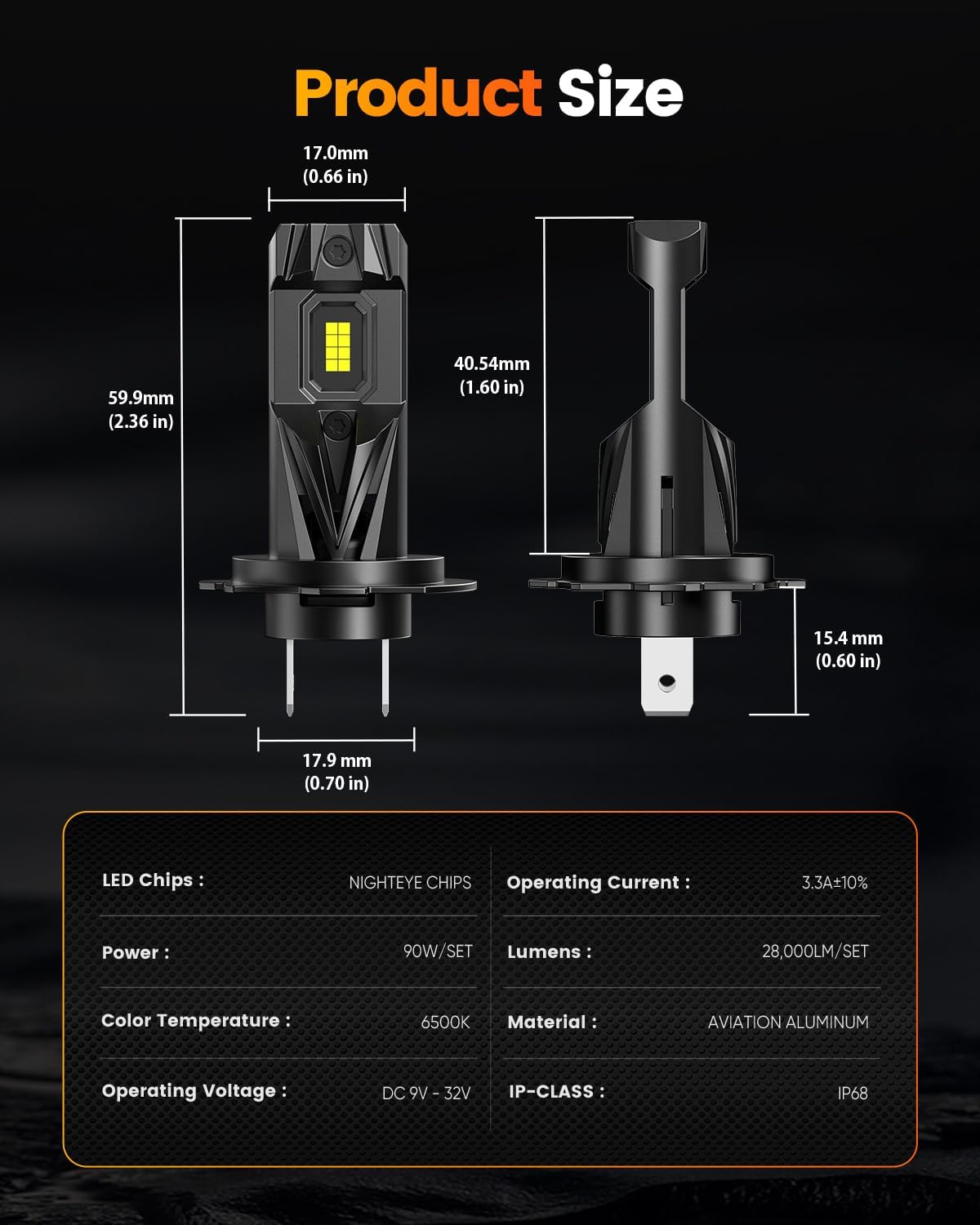 Thumbnail 6 de NIGHTEYE H7 LED 28,000LM headlight bulbs