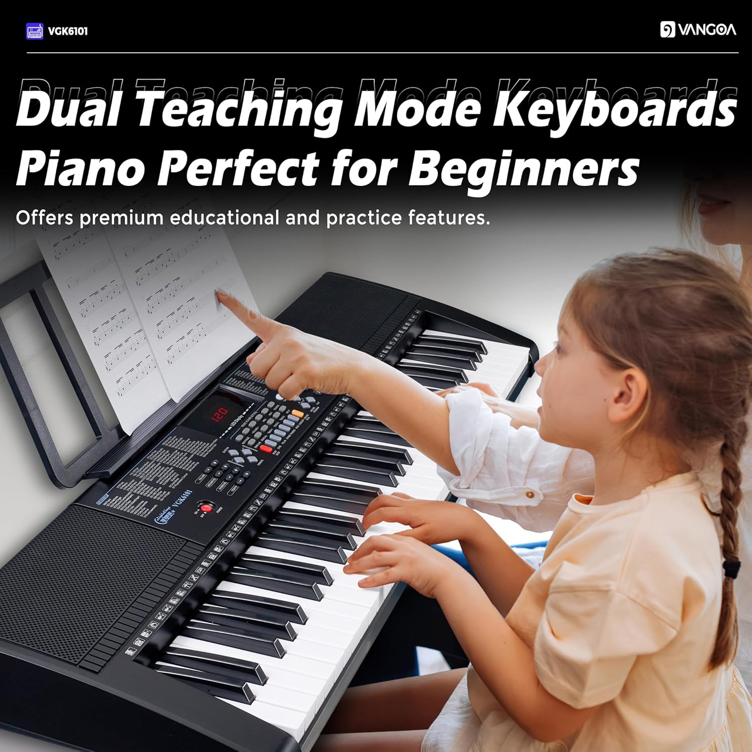 Detalle de Vangoa VGK6101 61-Key Electric Piano Keyboard 🎹