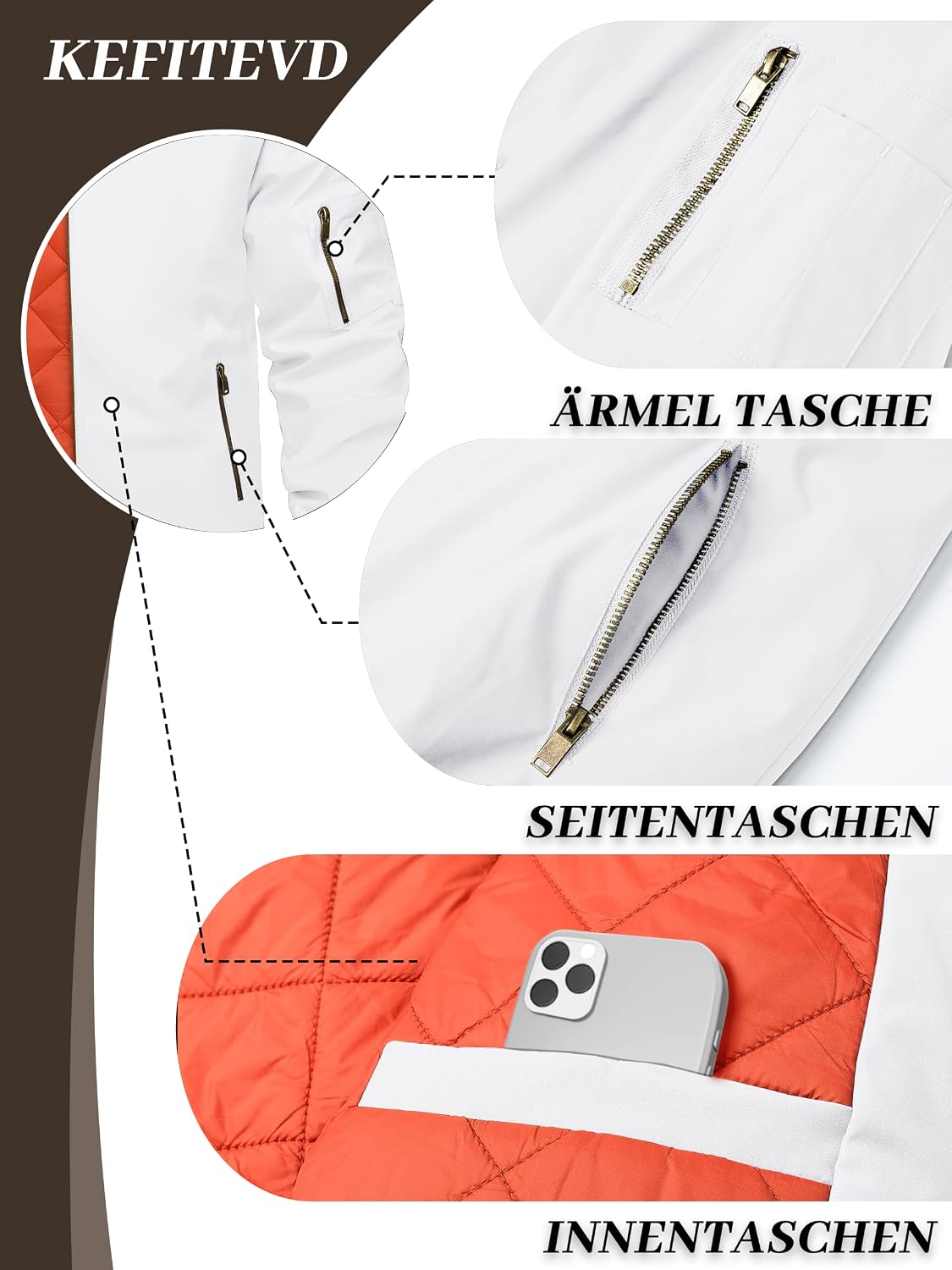 Thumbnail 5 de KEFITEVD Herrenjacke Bomberjacke winterwarm