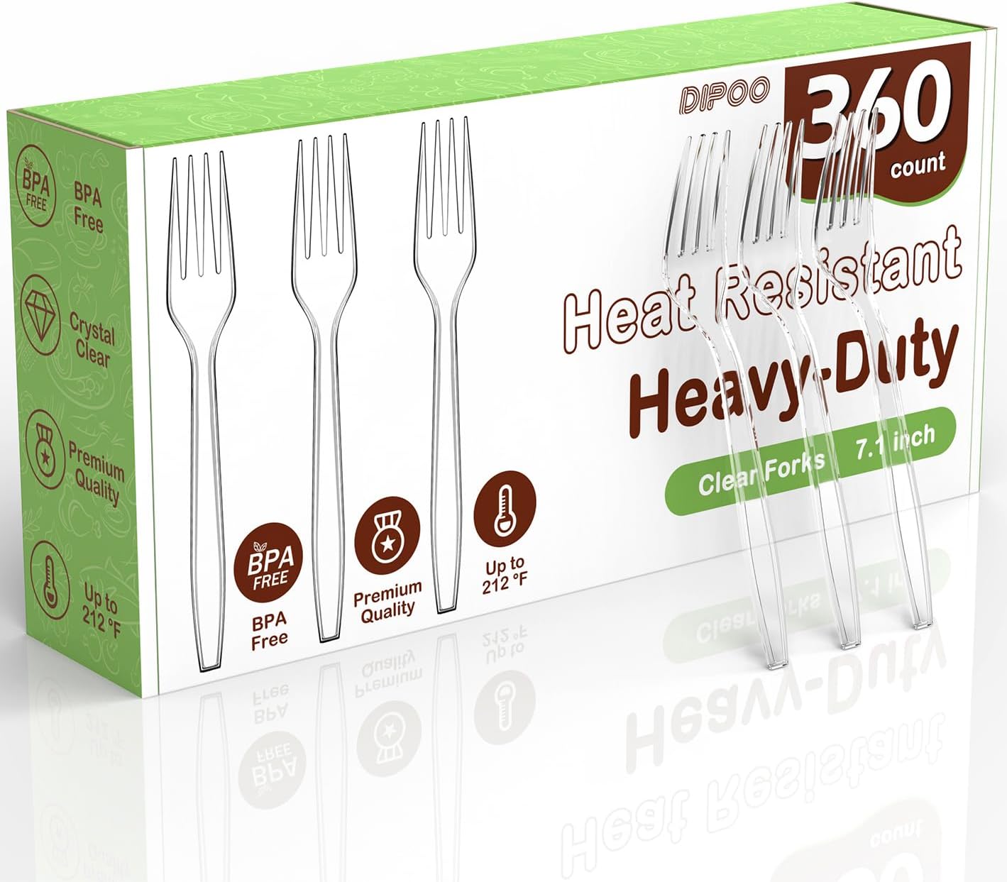 Detalle de 360pc Clear Plastic Forks, Heavy Duty 7.1" - BPA Free & Heat Resistant