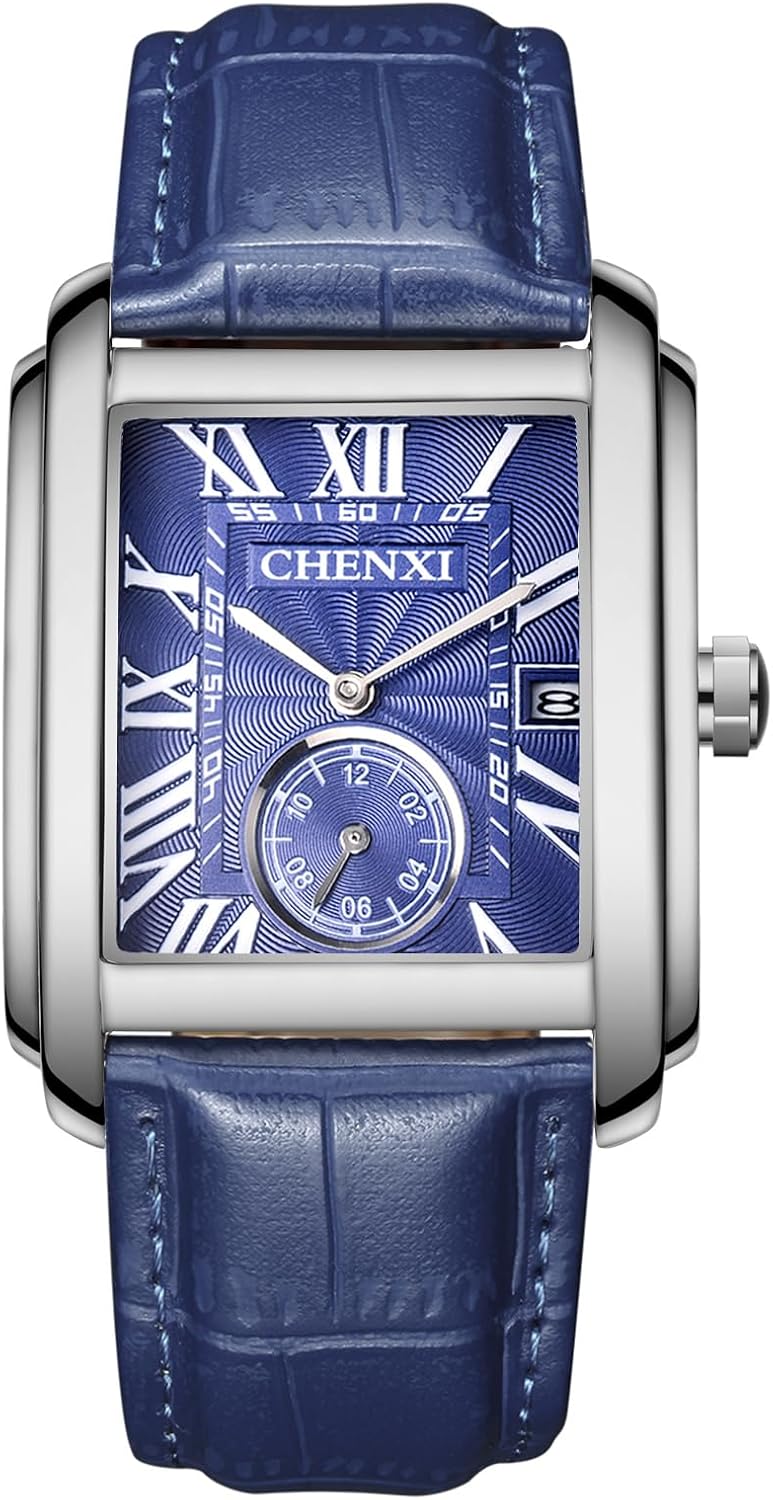 Thumbnail 6 de JewelryWe Herren Uhr Analog Quarz Kalender – Rechteckiges Design, Lederarmband