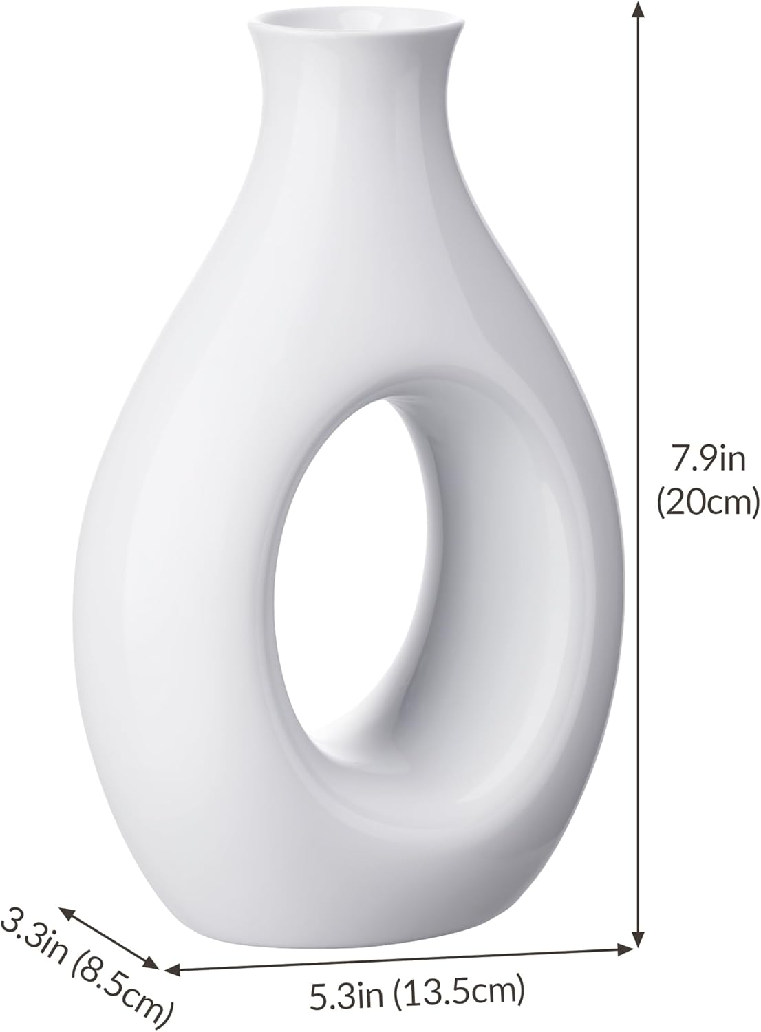 Thumbnail 4 de NiHome 7.9 Inch White Ceramic Vase — Modern Minimalist Decor for Nordic, Farmhouse and More