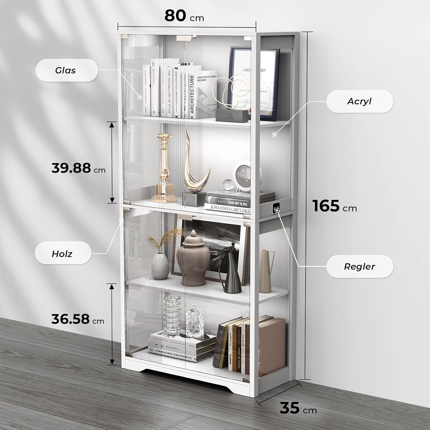 Detalle 2 de BROTTAR Vitrine mit LED 80 cm Breite
