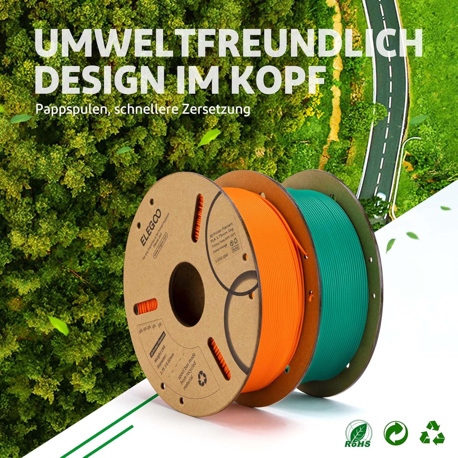 Thumbnail 4 de ELEGOO PLA Filament 1,75 mm Meergrün, 1 kg – präzises Druckmaterial für viele 3D-Drucker