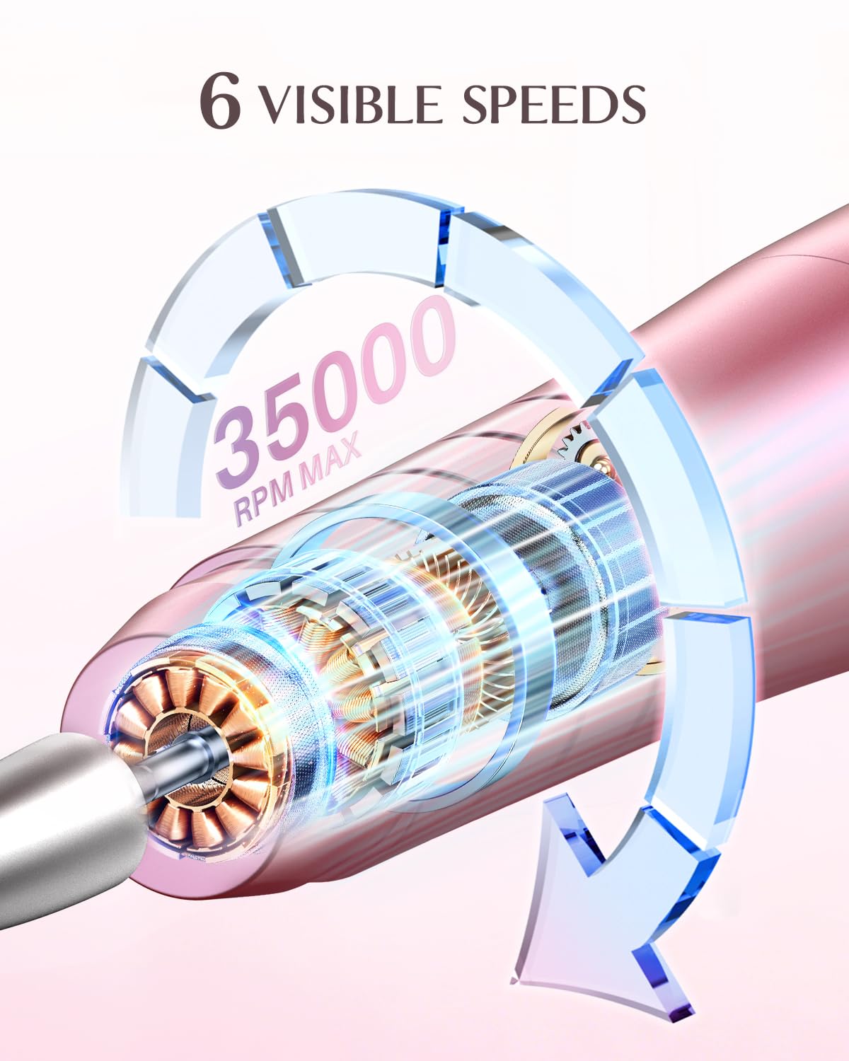 Detalle de JOREST 13-in-1 Elektrische Nagelfräse Kabellos – Maniküre-Set für Gel- und Acrylnägel (Rose Pink)