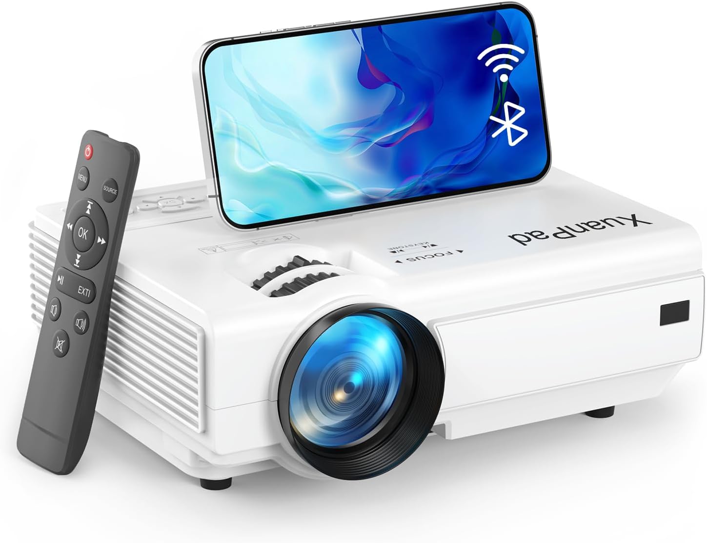 Detalle de 2026 XuanPad Verbessertes WiFi Bluetooth Mini Beamer – HD1080P, 200 Zoll Projektion, Bluetooth 5.1