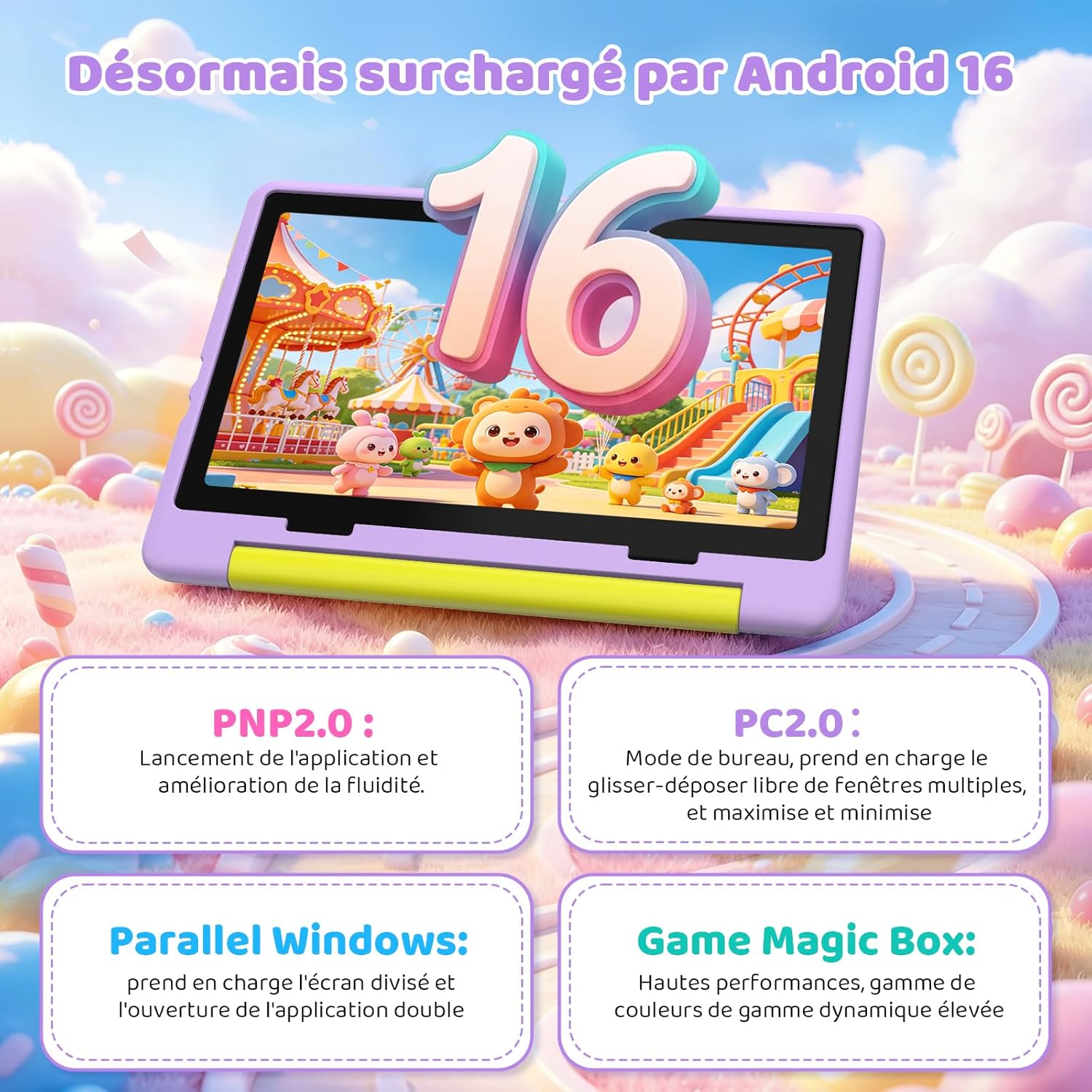 Thumbnail 1 de Laptok Android 16 Tablette Enfants 10 Pouces — mode Bureau, Écran divisé et stockage extensible jusqu’à 1To