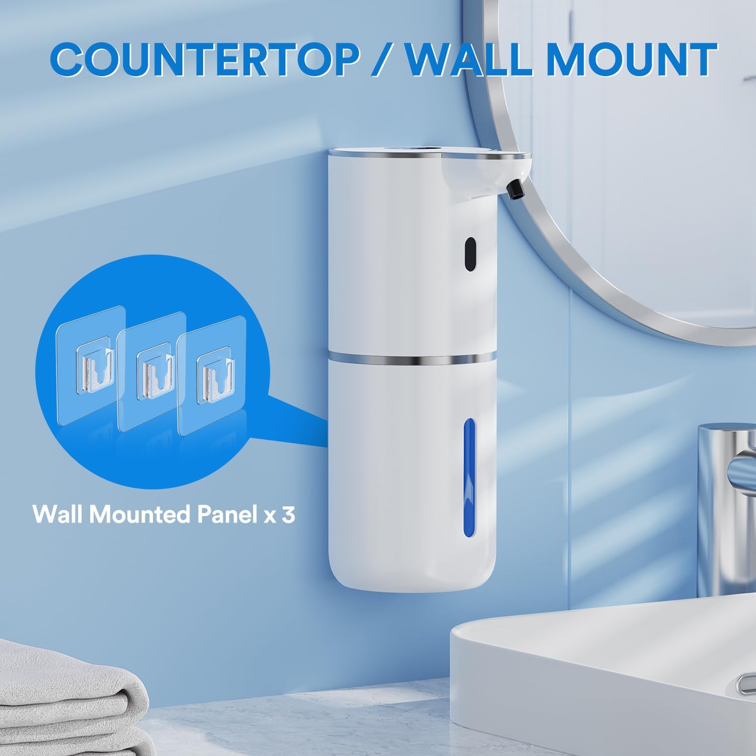 Thumbnail 3 de Automatischer Seifenspender mit digitaler Anzeige, 380 ml, berührungslos (Sensor), USB wiederaufladbar, IPX5 – Wandmontage