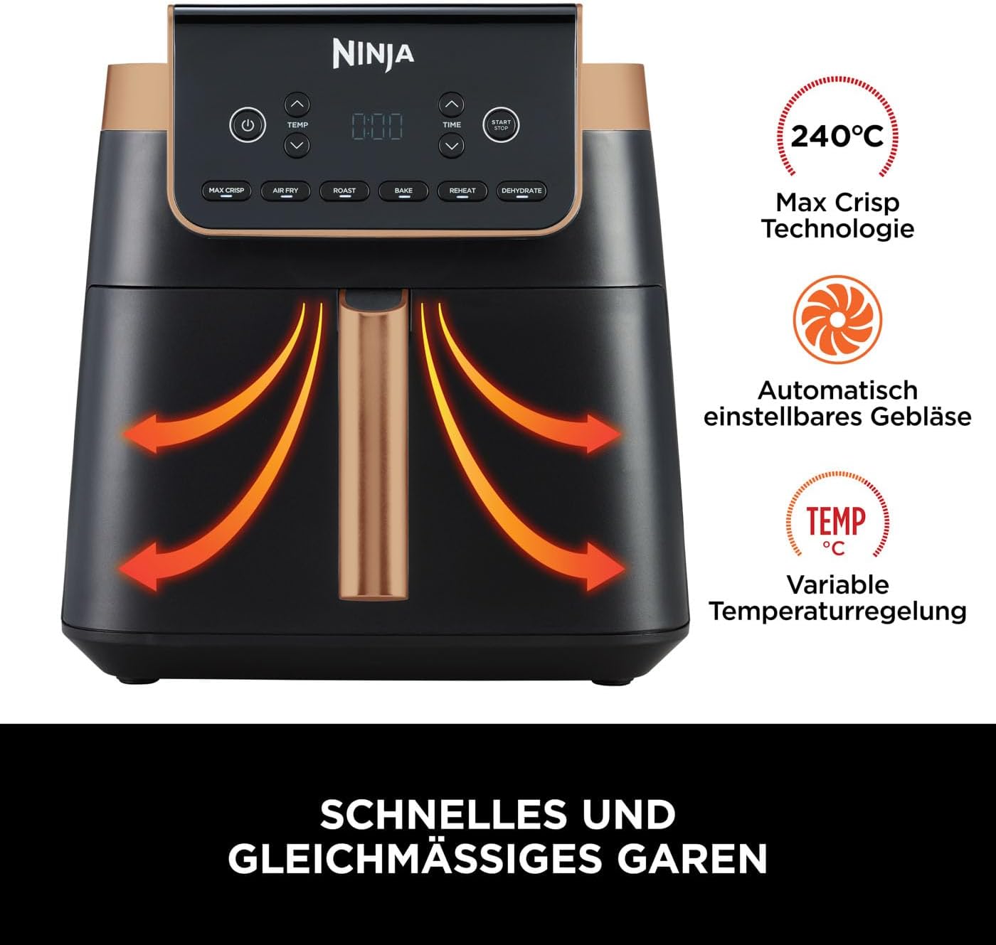 Thumbnail 5 de Ninja Heißluftfritteuse MAX PRO 6,2 L – Heißluftfritteuse 🍟