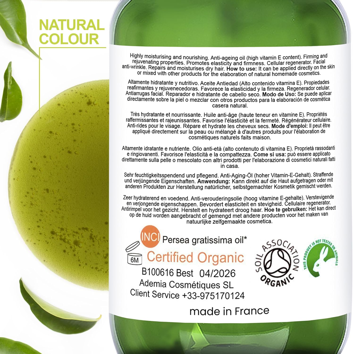 Detalle 2 de Huile d'avocat bio 1000 ml