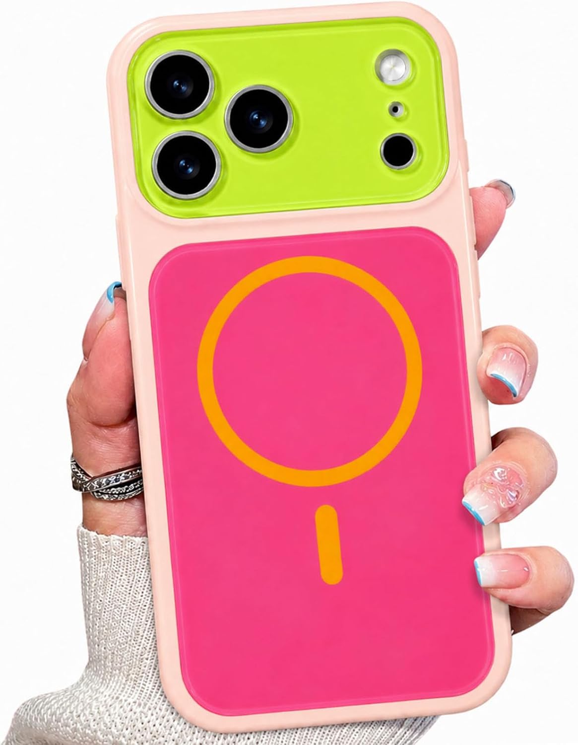 Detalle de EKELYVIA iPhone 15 Pro Max Case, Pink TPU with Camera Protection and MagSafe Charging