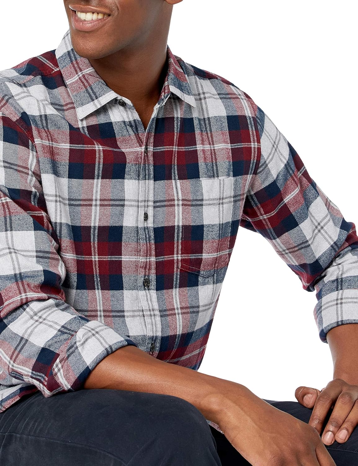 Detalle de Amazon Essentials Camisa franela cuadros escoceses M