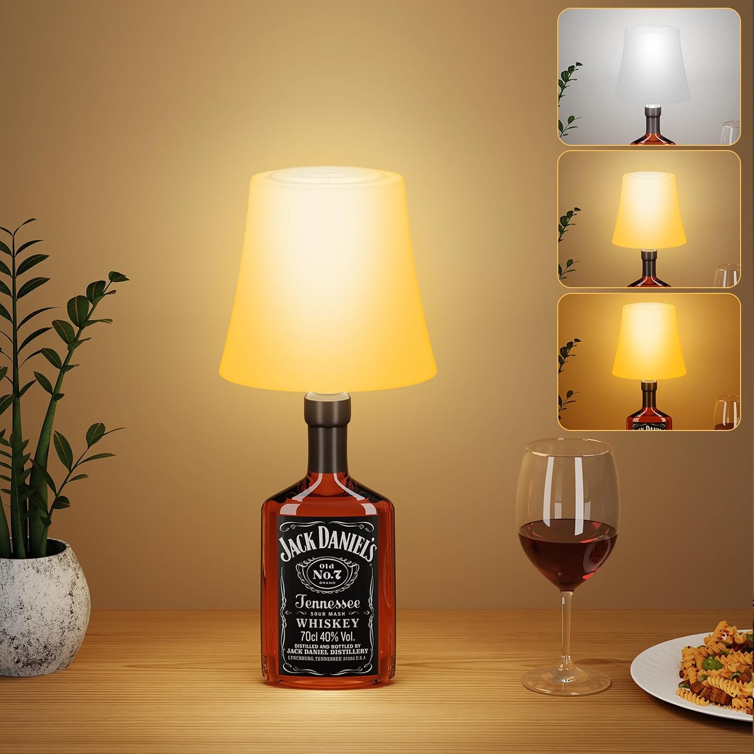 Detalle de Suright Lampada da Tavolo LED senza Fili per Bottiglia – 4000 mAh, 7 modalità, RGB
