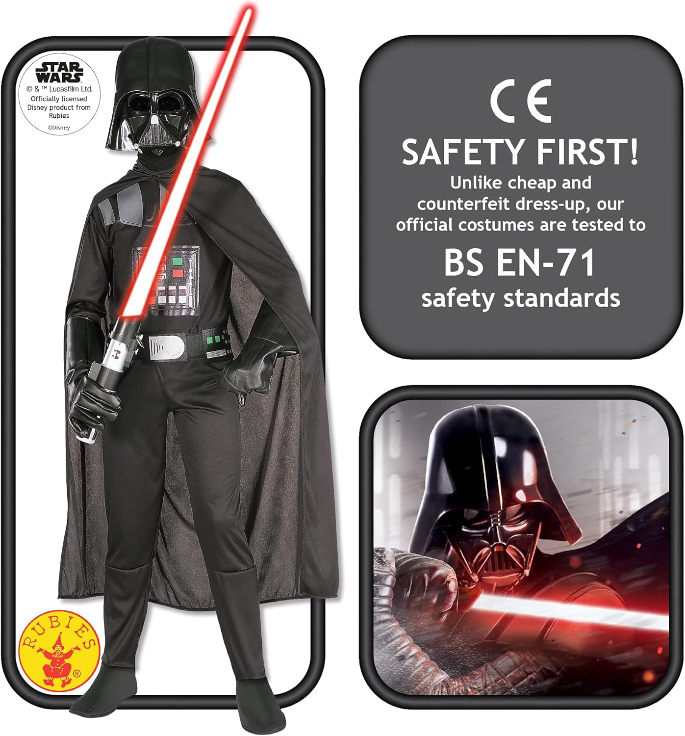 Thumbnail 1 de Rubie's Guerre Stellari Costume Darth Vader per Bambini e Ragazzi