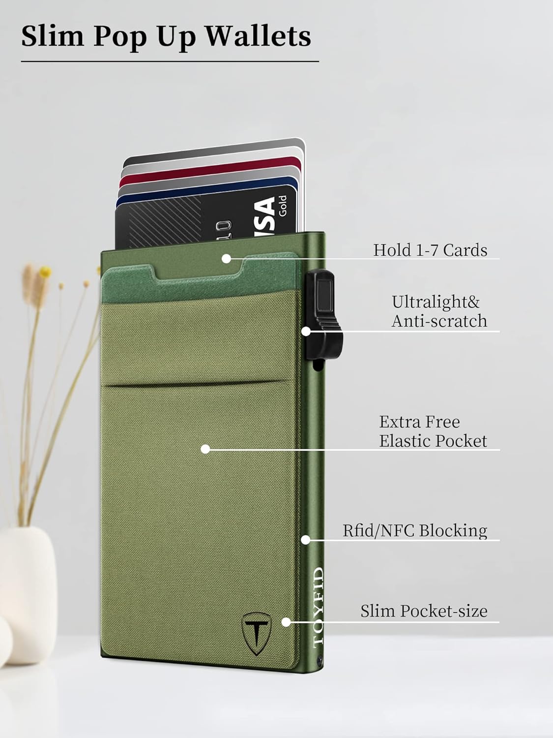 Thumbnail 5 de TOYFID Slim Wallet for Men with Pop-Up Card Access and RFID Blocking