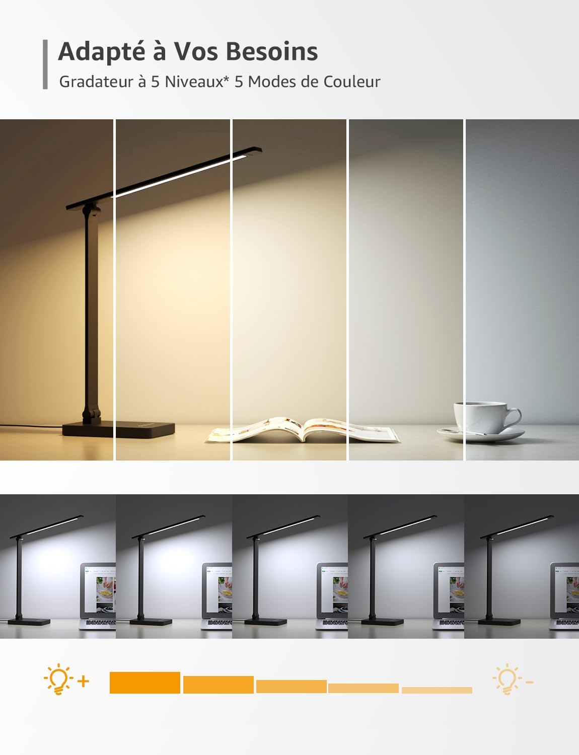 Thumbnail 2 de Lampe de bureau LED Lepro 750 lm : contrôle tactile, 5 modes et dimmable (noir)