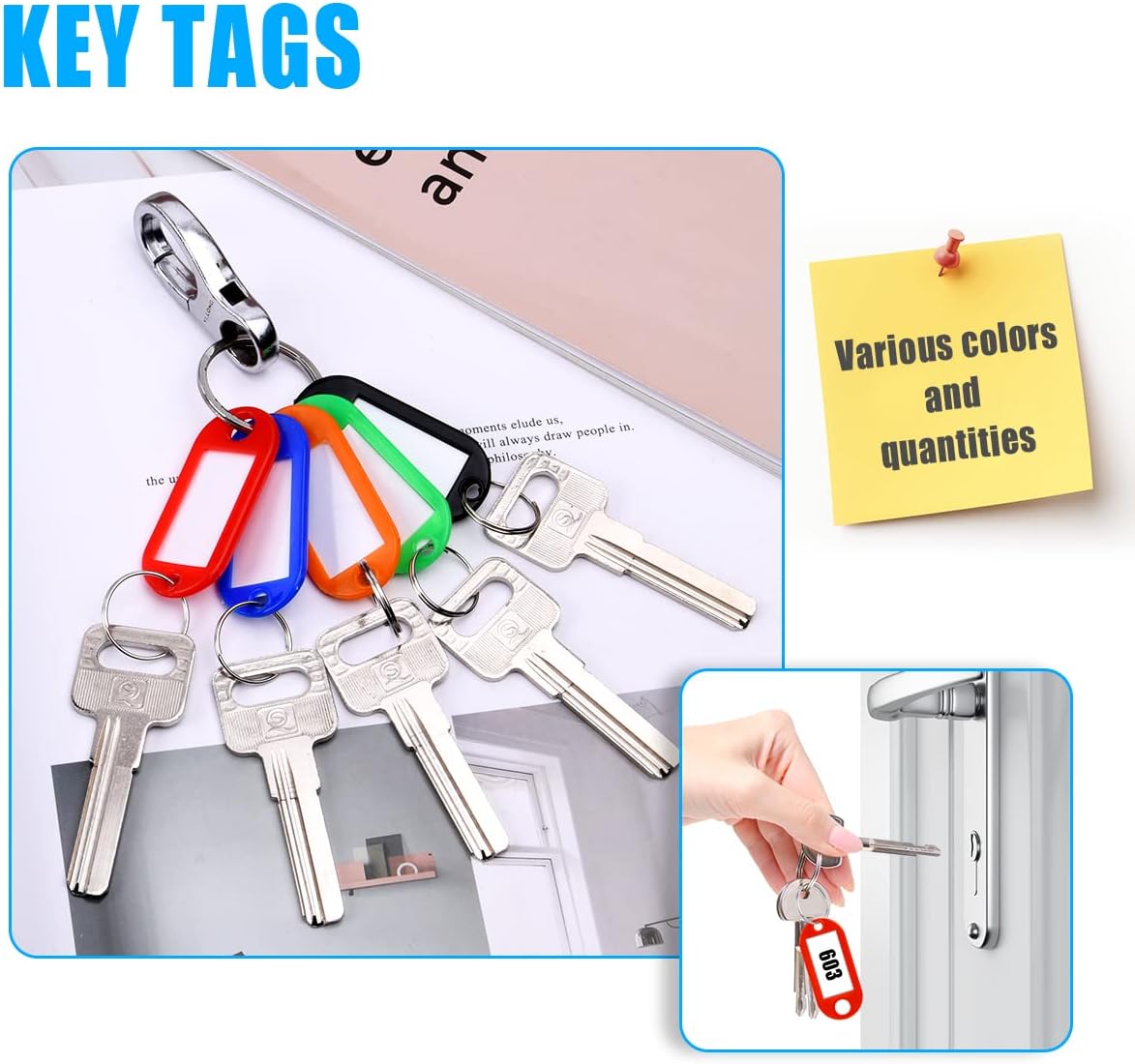 Thumbnail 5 de Vicloon 100 Stück Schlüsselanhänger beschriftbar 📎