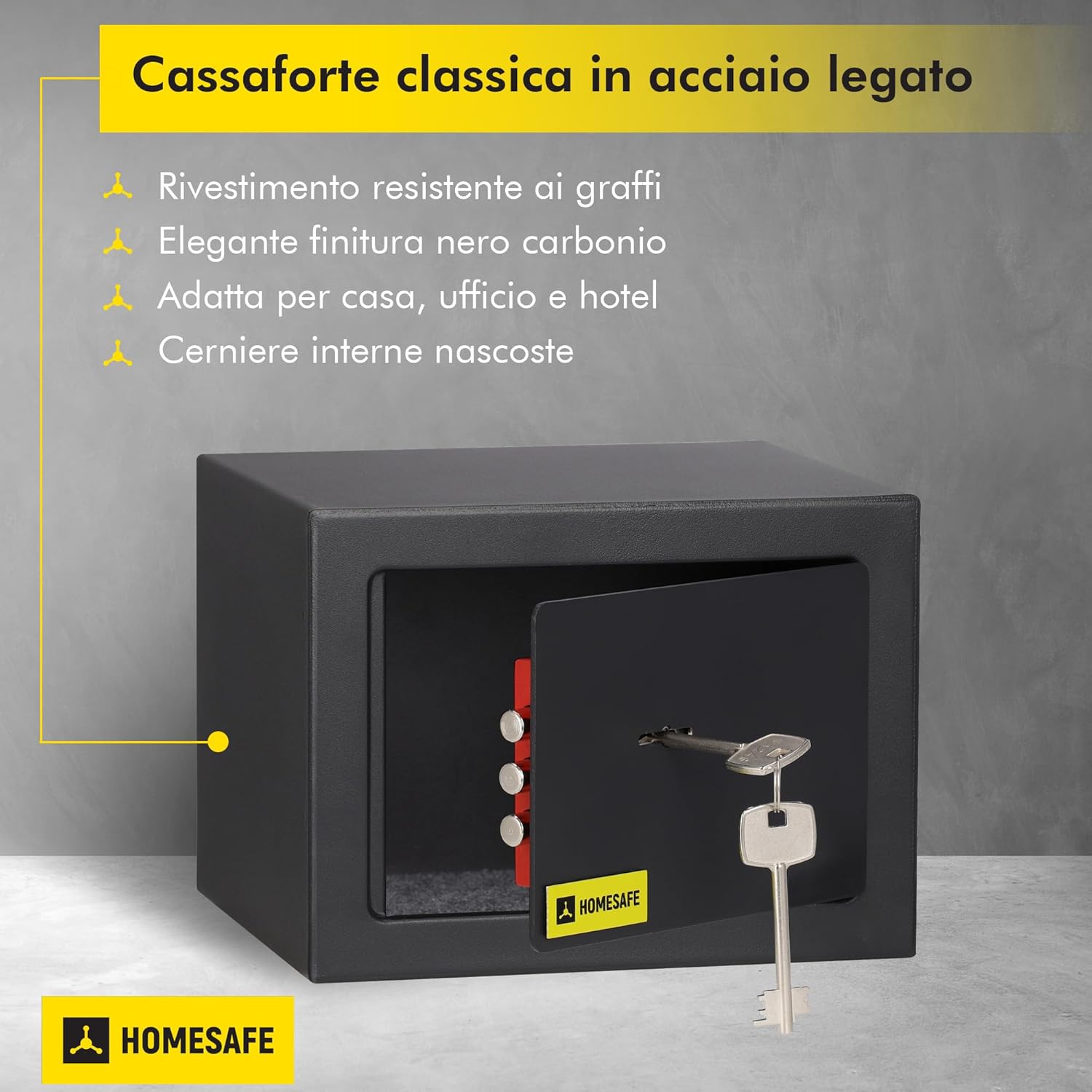 Detalle 2 de HomeSafe HV15K: Cassaforte Piccola con Chiave per Casa o Ufficio