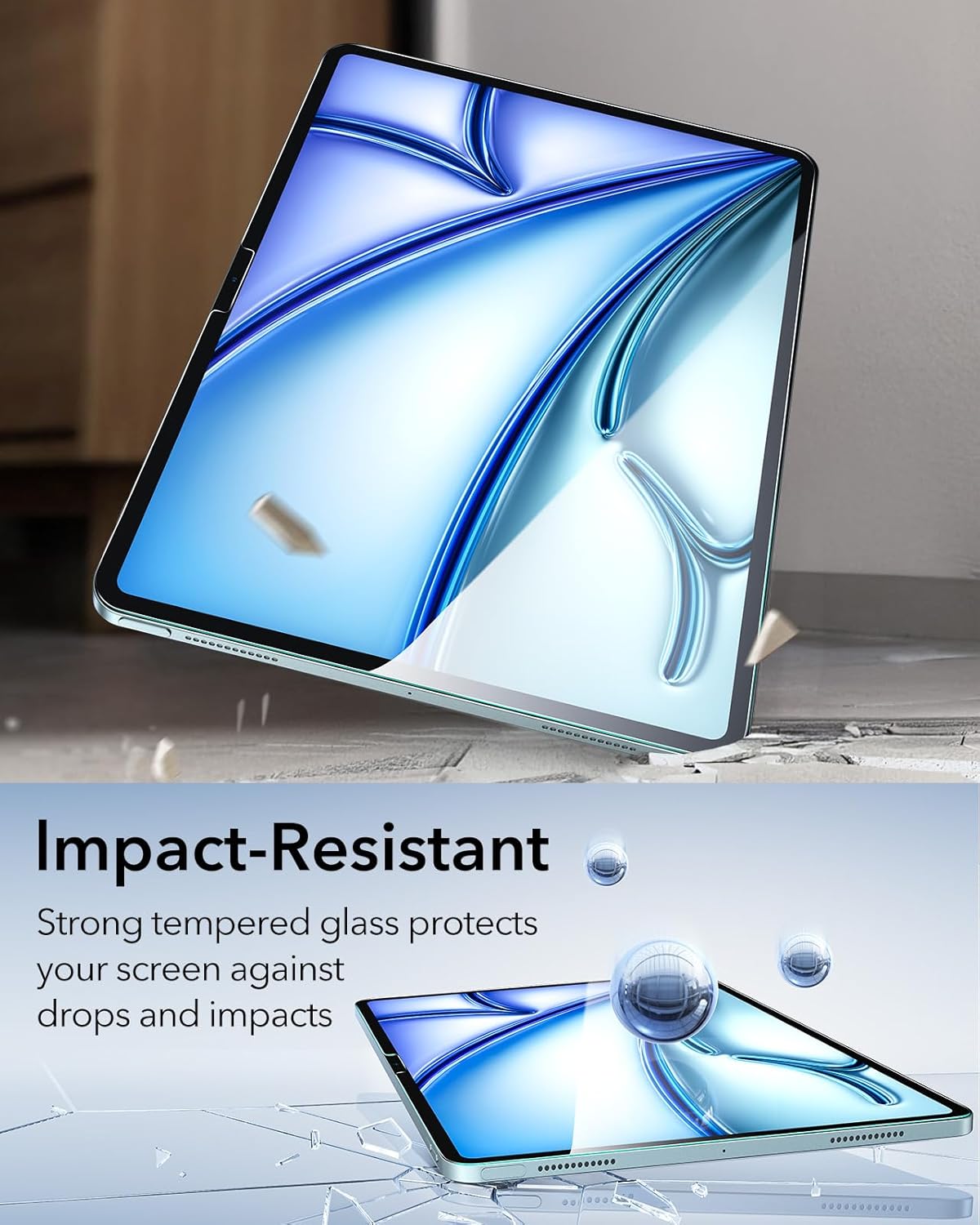 Thumbnail 4 de ESR 2 Stück Panzer-Schutzfolie für iPad Air 11 Zoll (M4/M3/M2) mit Montagerahmen – 9H, blasenfrei, HD-klar