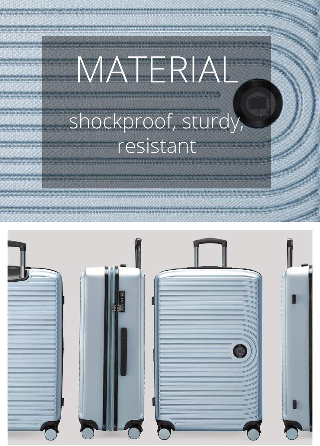 Detalle 2 de Hauptstadtkoffer Mitte - Valigia Rigida Grande 130 L, espansione 8 cm, TSA, 4 ruote, Blu Piscina