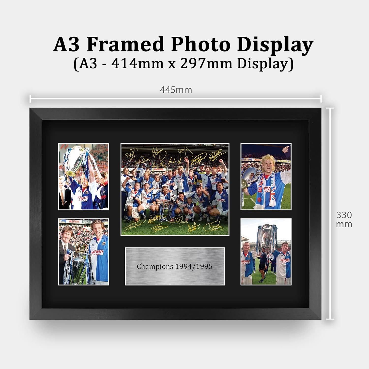 Thumbnail 1 de HWC Trading FR A3 Blackburn Rovers 1994–1995 Premier League Champions framed autograph photo display (A3)
