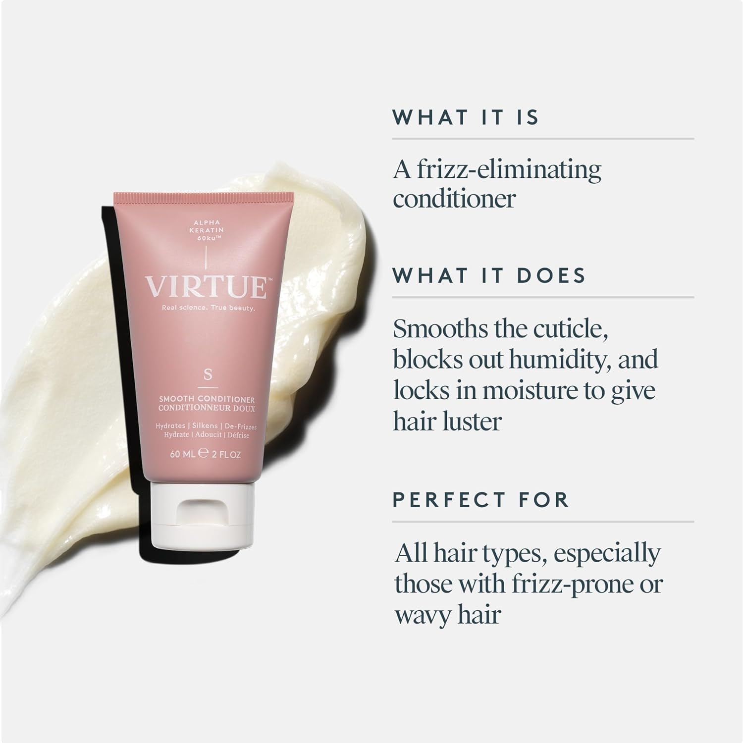 Thumbnail 1 de Virtue Smooth Conditioner for Frizz Control – 60 ml (Sulphate-Free, Colour Safe)