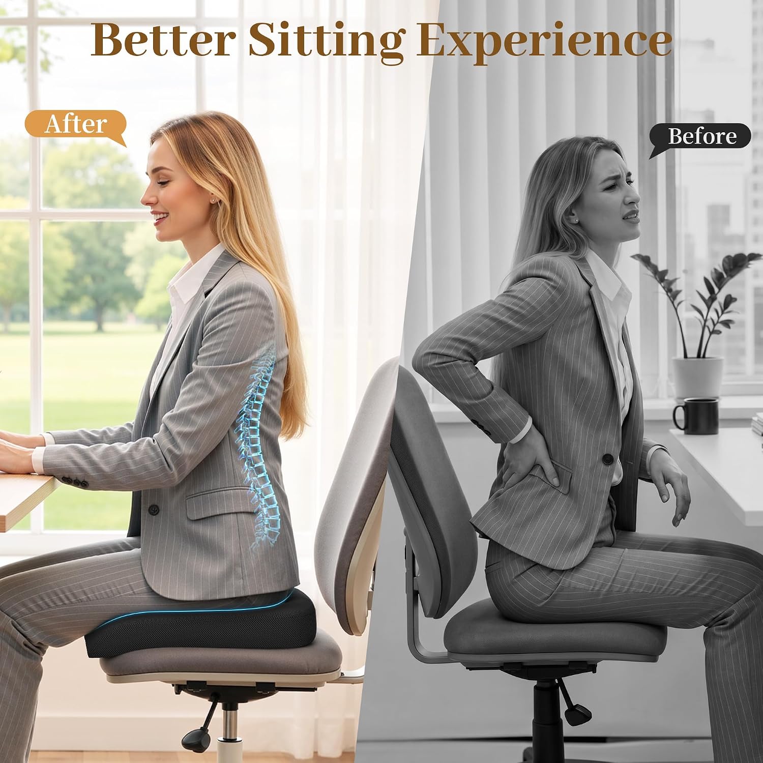Thumbnail 6 de TranquilRelax MPN-TR0001-0BL Memory Foam Seat Cushion, 3-Inch Lift, Large