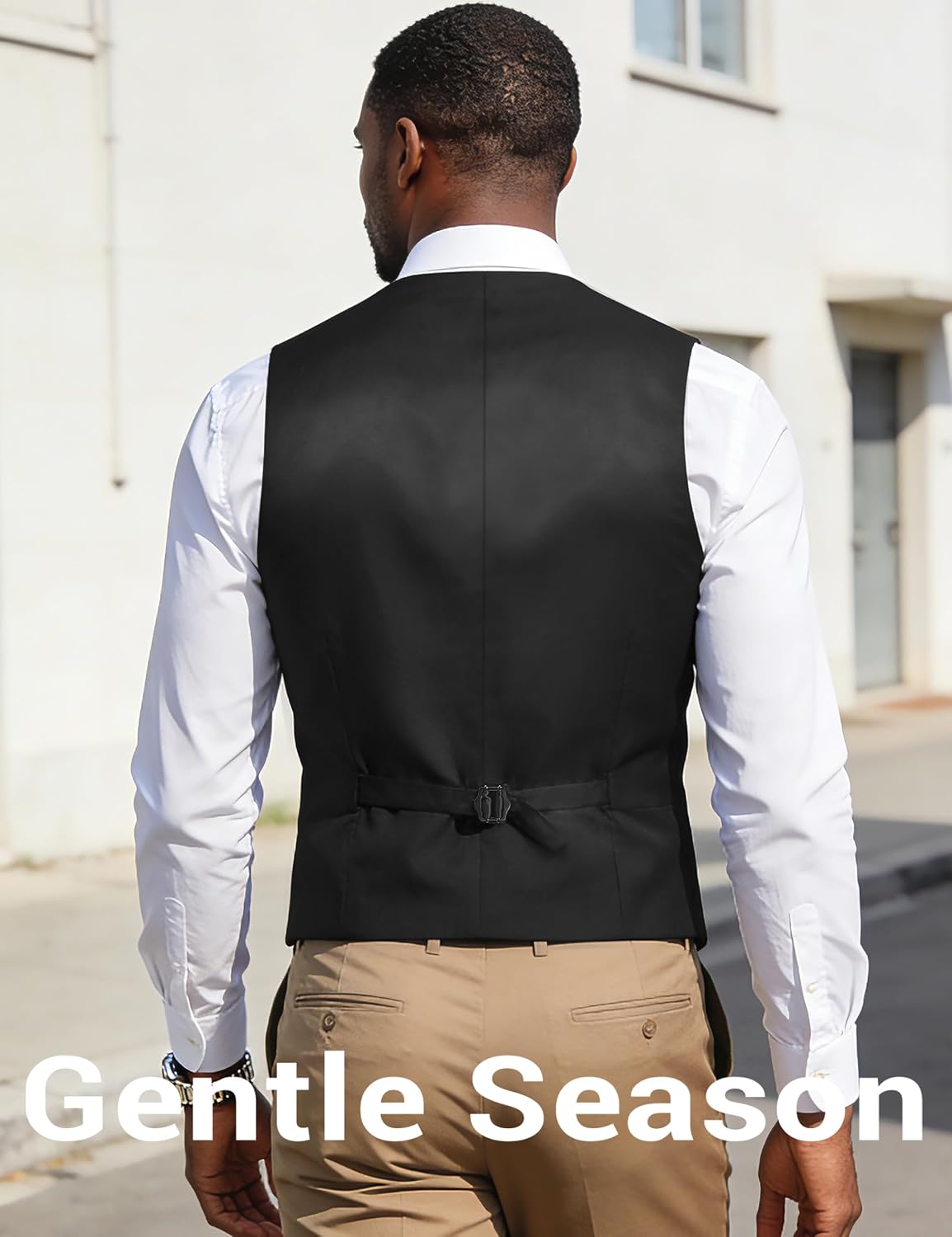 Detalle de Gentle Season Mens Vest Suit: Slim-Fit Formal Vest with Tie & Pocket Square