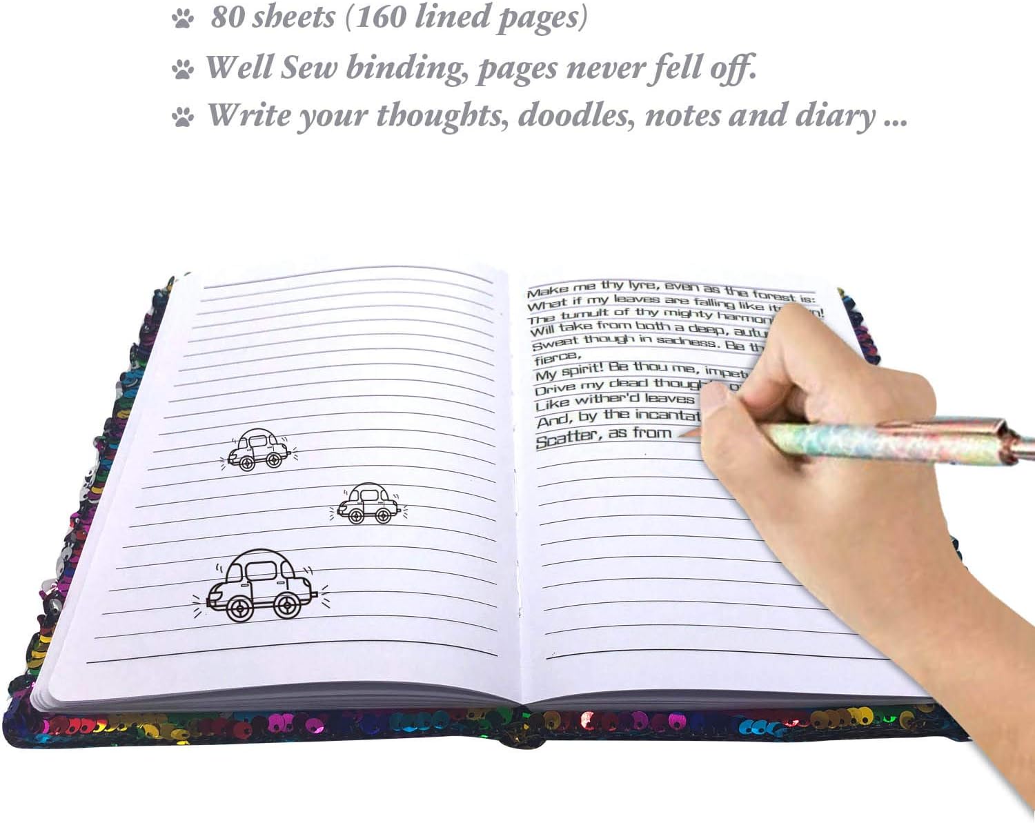 Thumbnail 5 de GINMLYDA Sequin Secret Diary 8.5x5.5 Inch